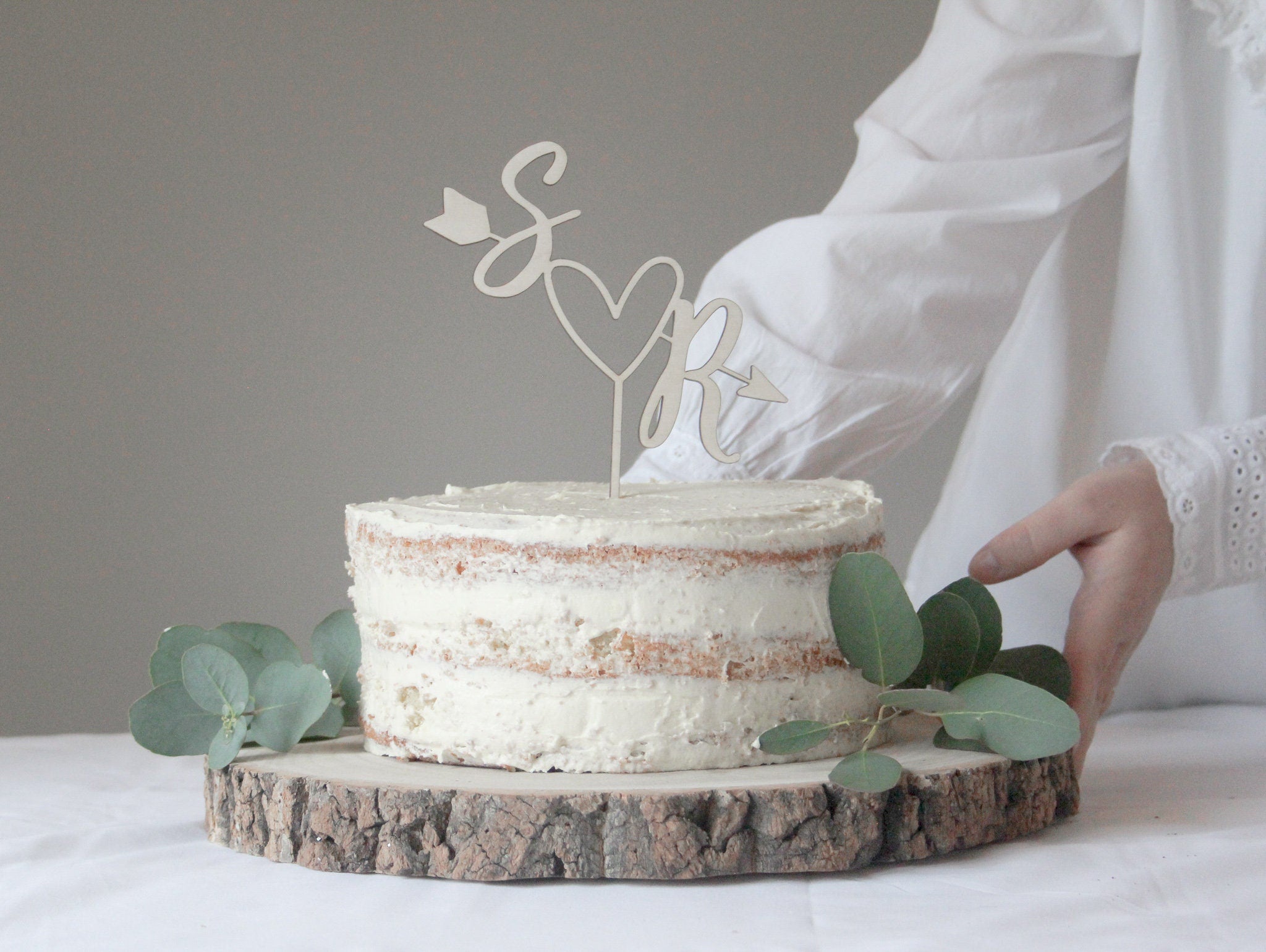 Arrow And Heart Wedding Cake Topper, Personalised Arrow Cake Topper