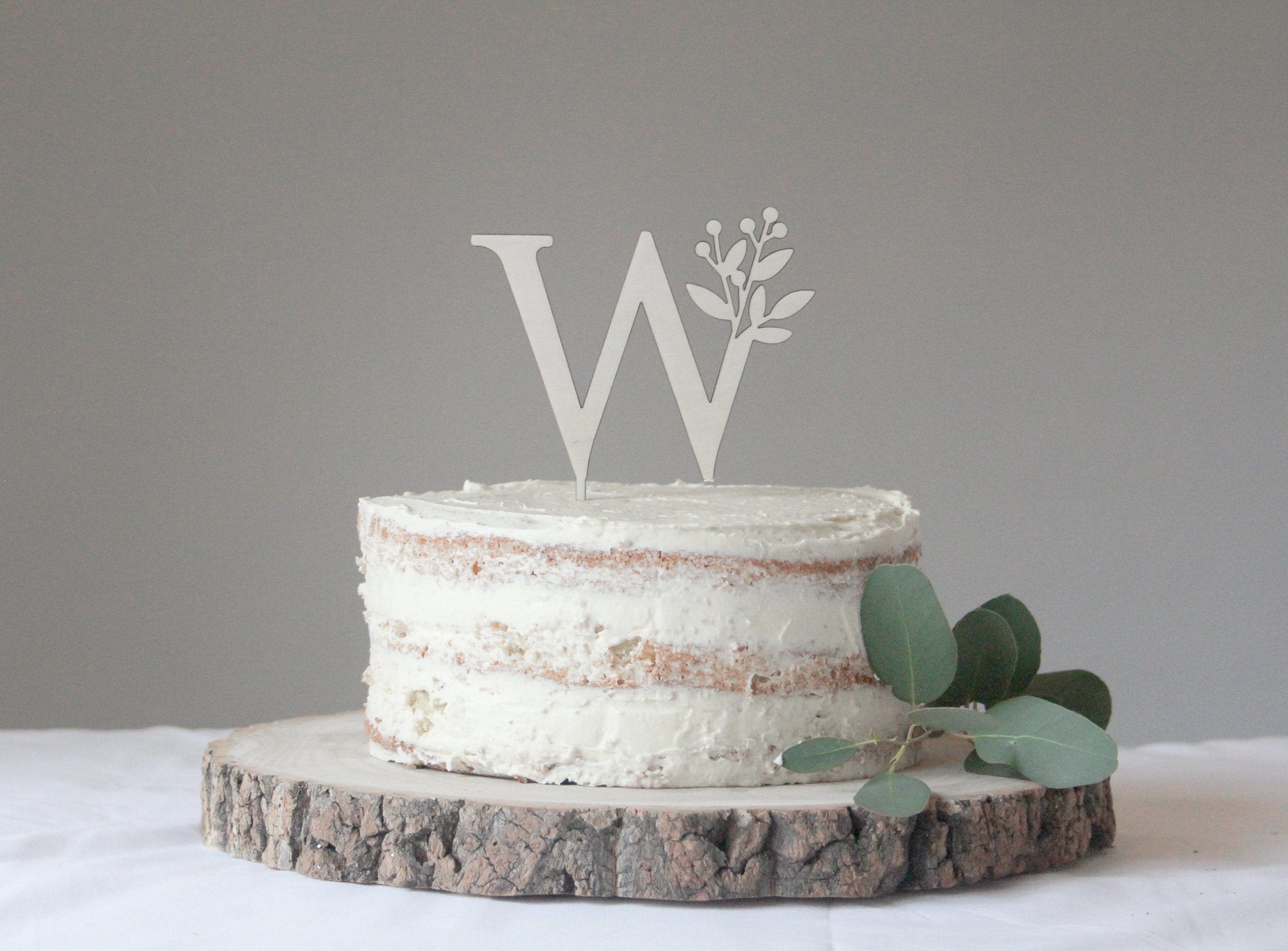 Wedding Cake Topper With Floral Initial, Monogram Wedding Topper