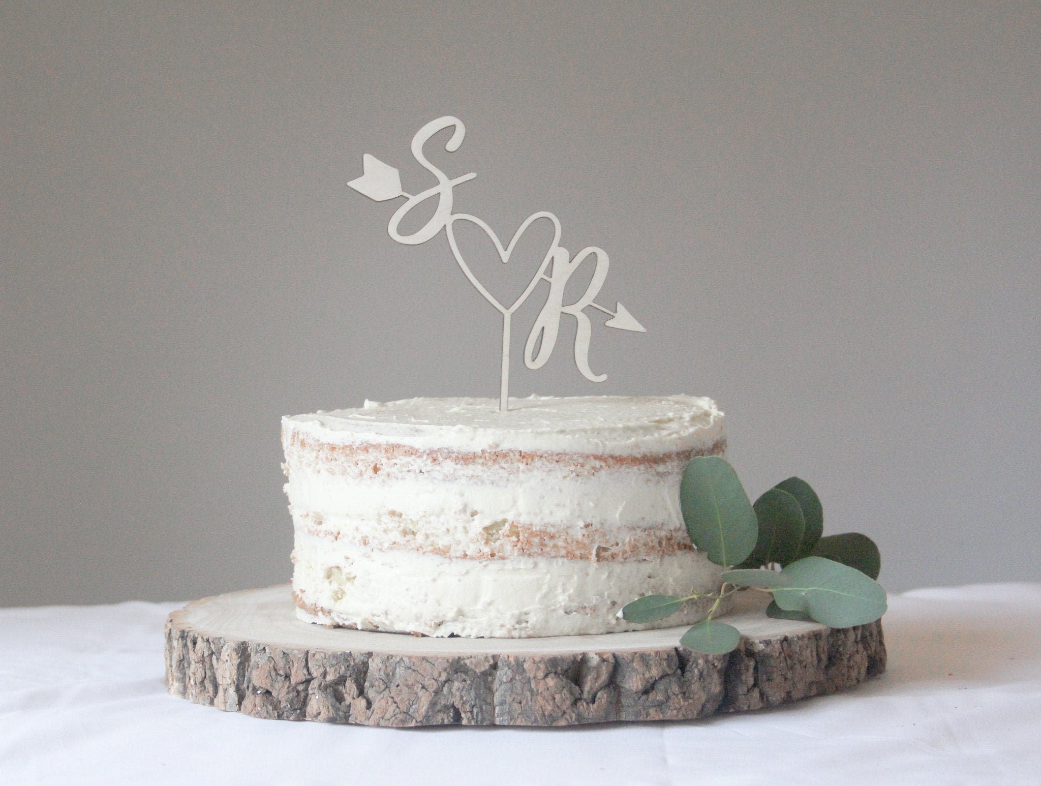 Arrow And Heart Wedding Cake Topper, Personalised Arrow Cake Topper