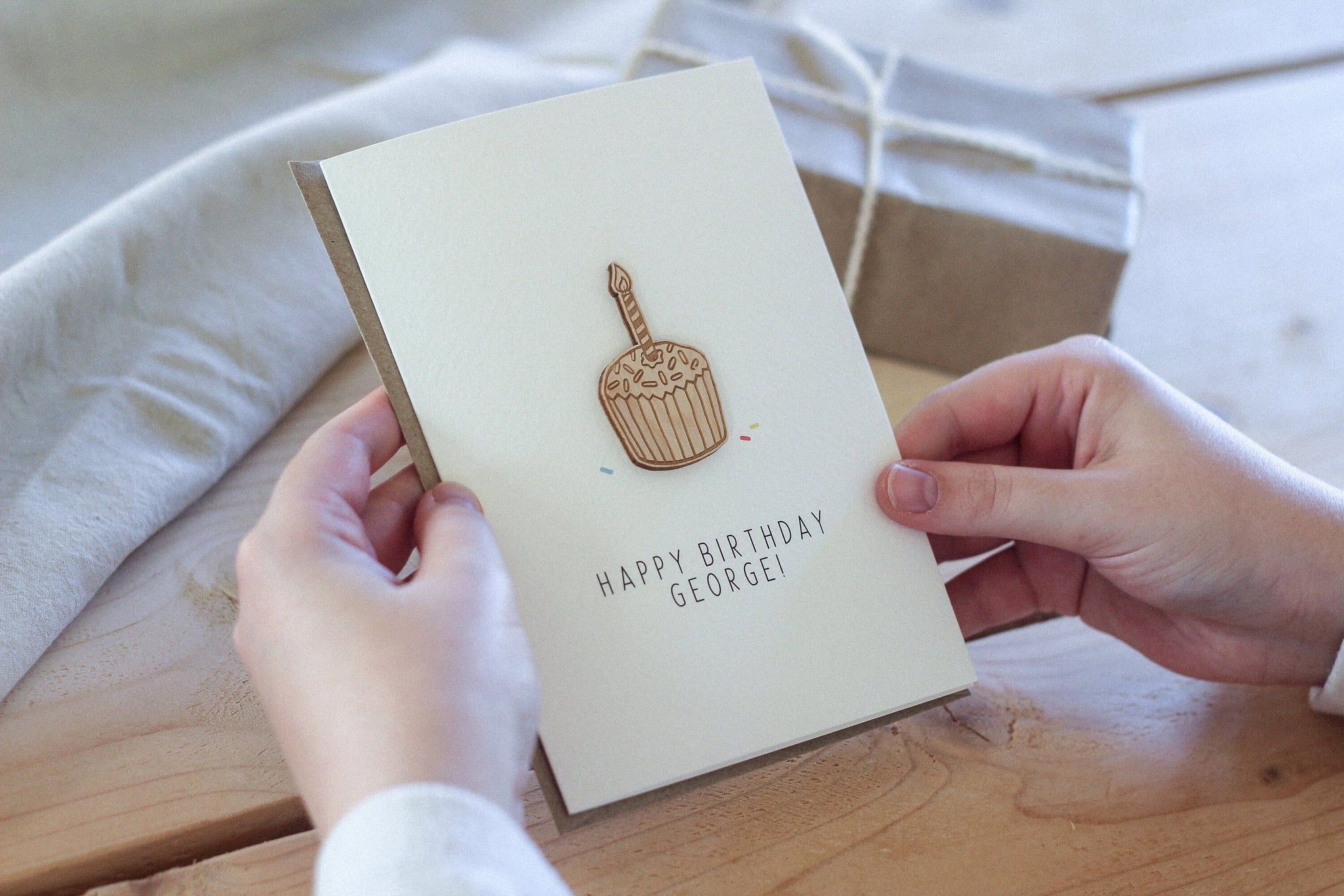 Personalised Cake Birthday Card | Celebration Card | Wooden Card