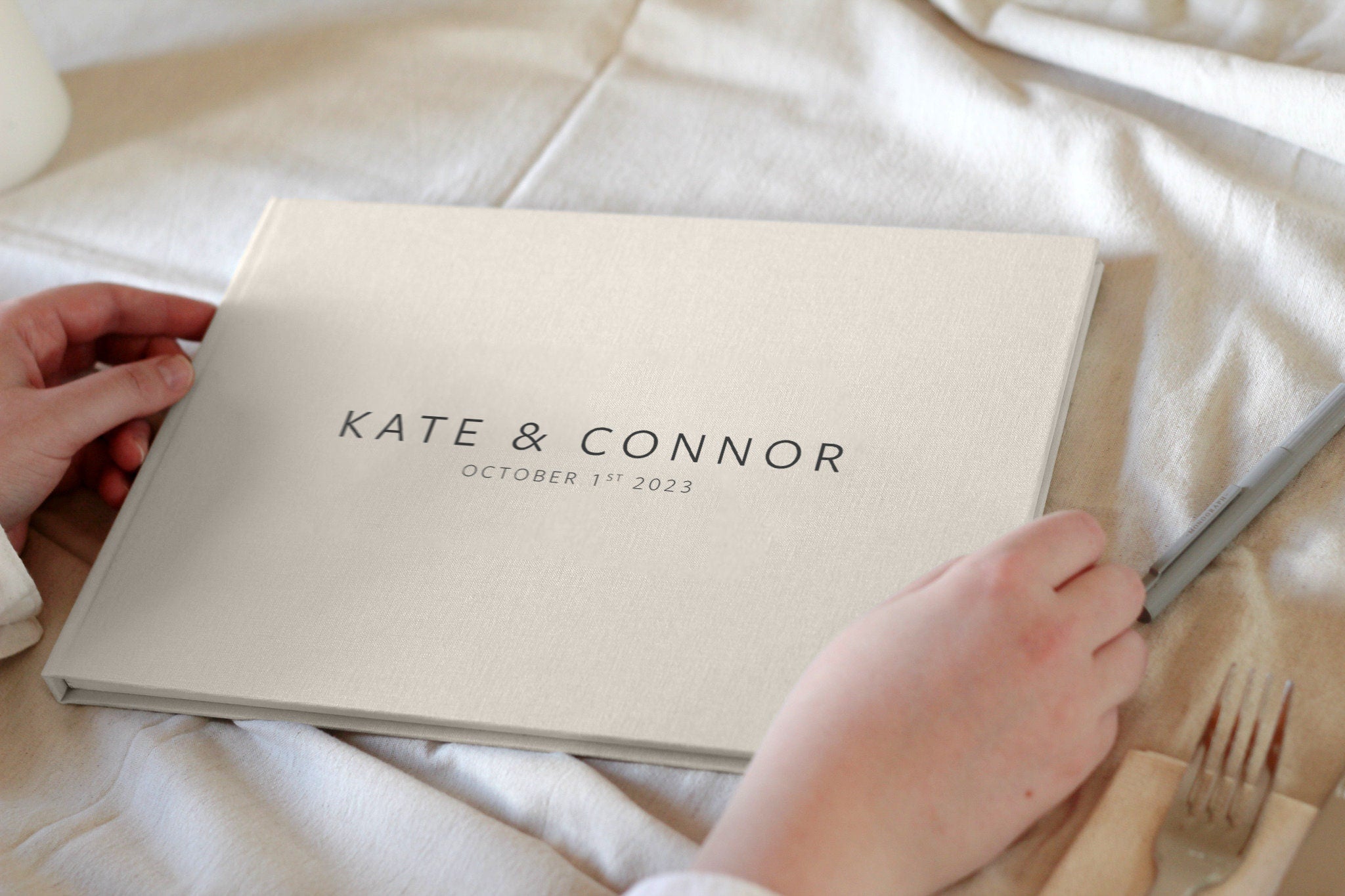 Minimal Wedding Guest book, Linen Wedding Guest Book