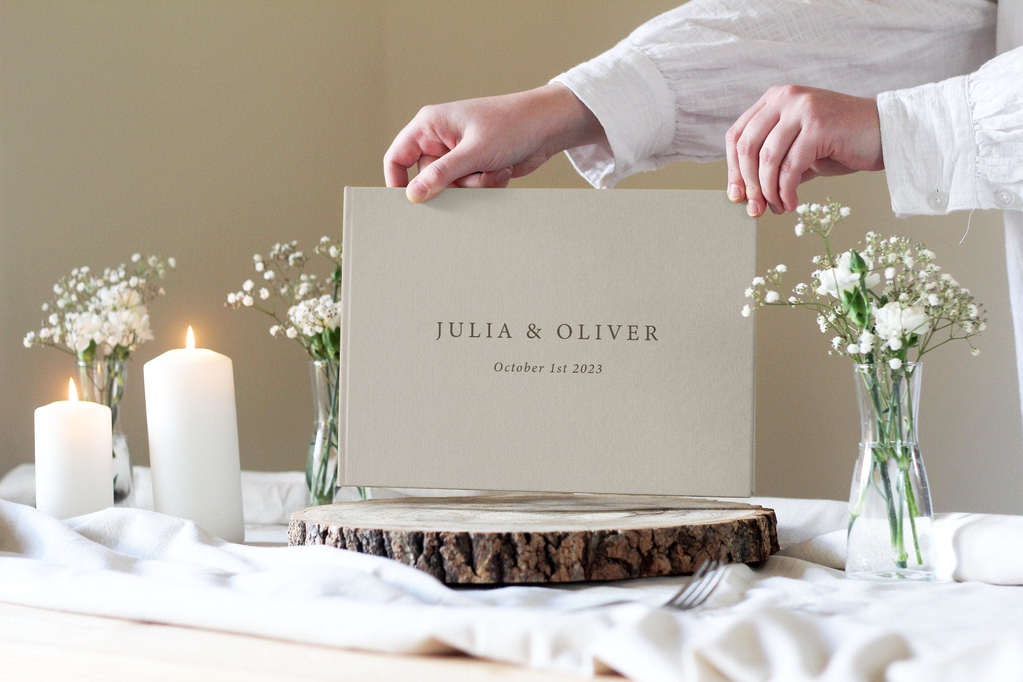 Simple Wedding Guest Book, Linen Wedding Guest Book