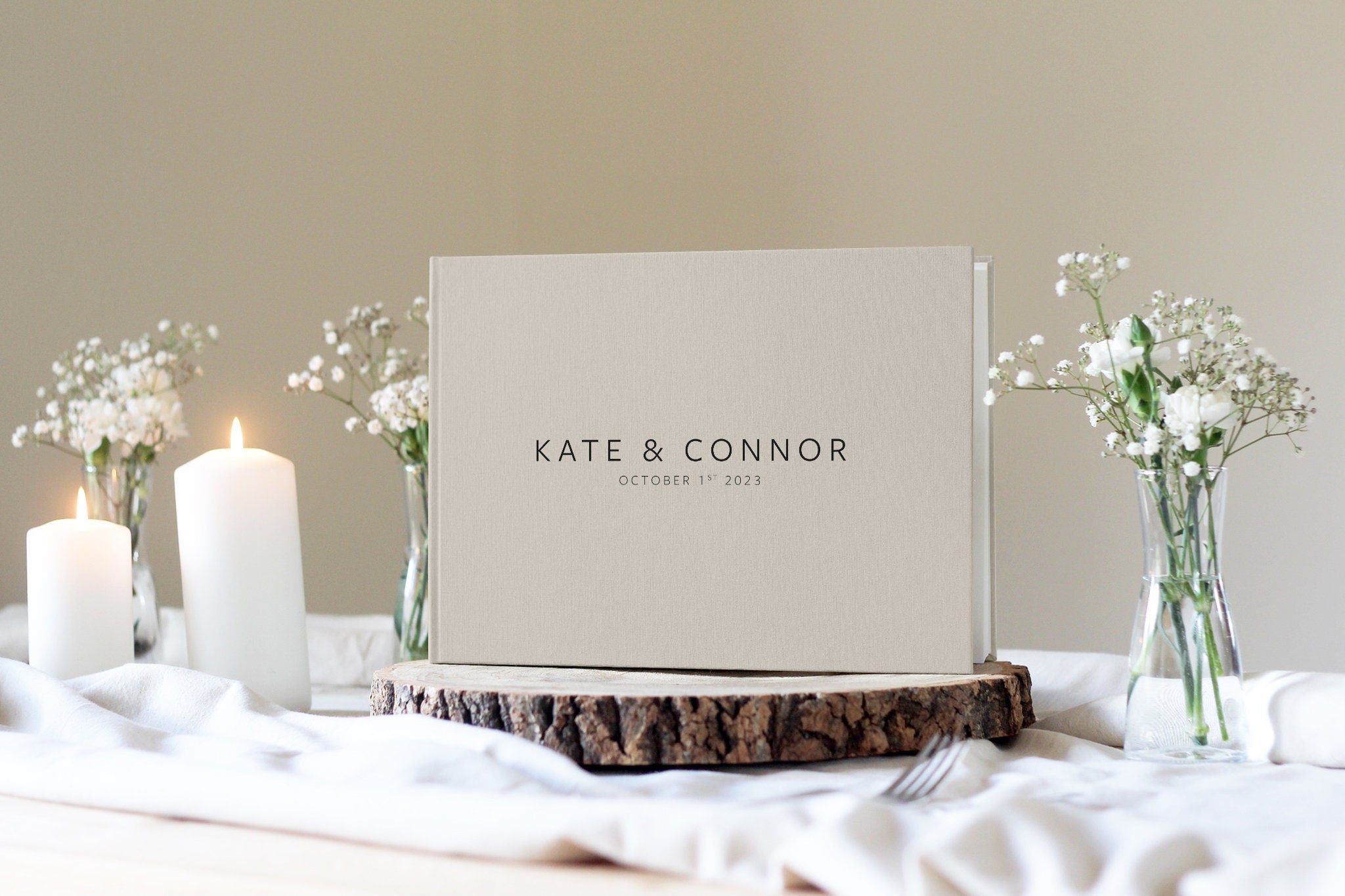 Minimal Wedding Guest book, Linen Wedding Guest Book
