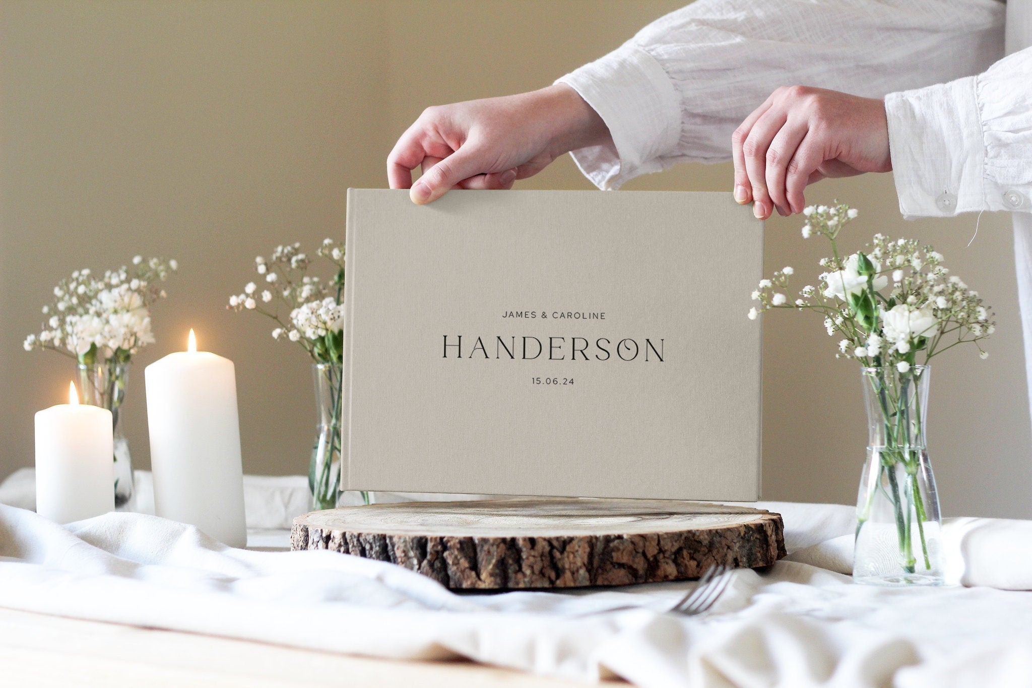 Surname Guestbook, Modern Guest Book, Modern Wedding Guest Book, Personalised Guest Book, Minimal Guestbook, Linen Wedding Guestbook,