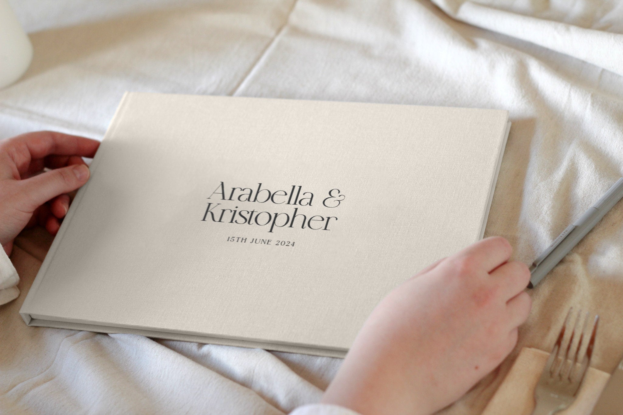 Printed Guestbook, Modern Guest Book, Modern Wedding Guest Book, Personalised Guest Book, Minimal Guestbook, Linen Wedding Guestbook,
