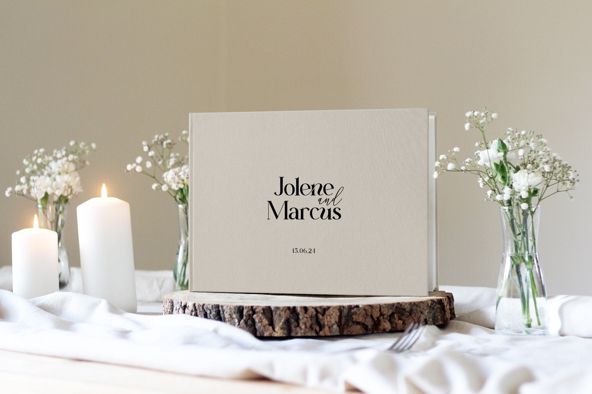 Surname Guestbook, Modern Guest Book, Modern Wedding Guest Book, Personalised Guest Book, Minimal Guestbook, Linen Wedding Guestbook,
