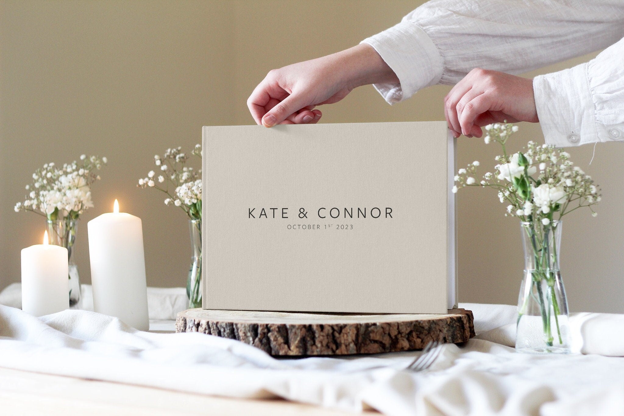 Minimal Wedding Guest book, Linen Wedding Guest Book