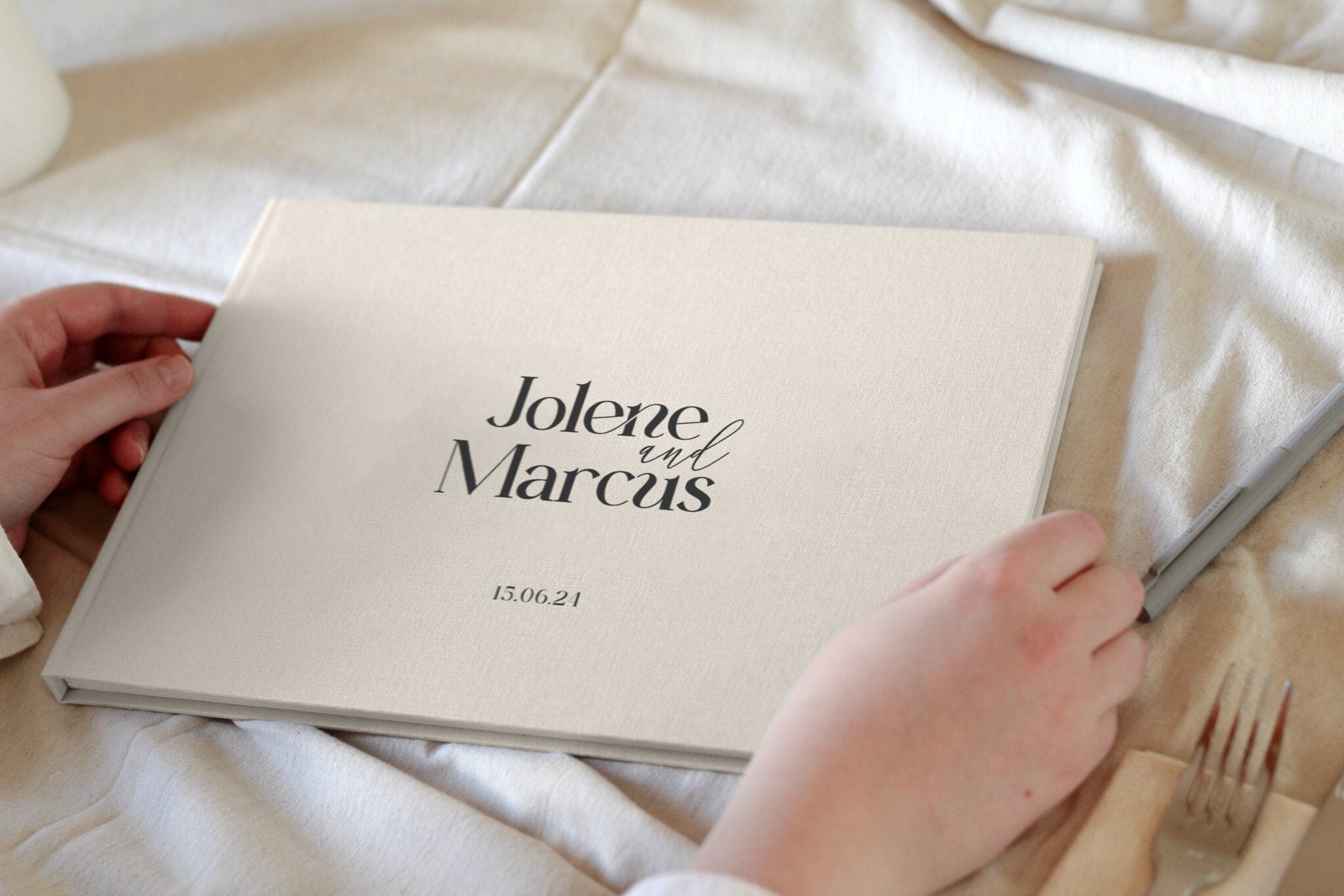 Surname Guestbook, Modern Guest Book, Modern Wedding Guest Book, Personalised Guest Book, Minimal Guestbook, Linen Wedding Guestbook,