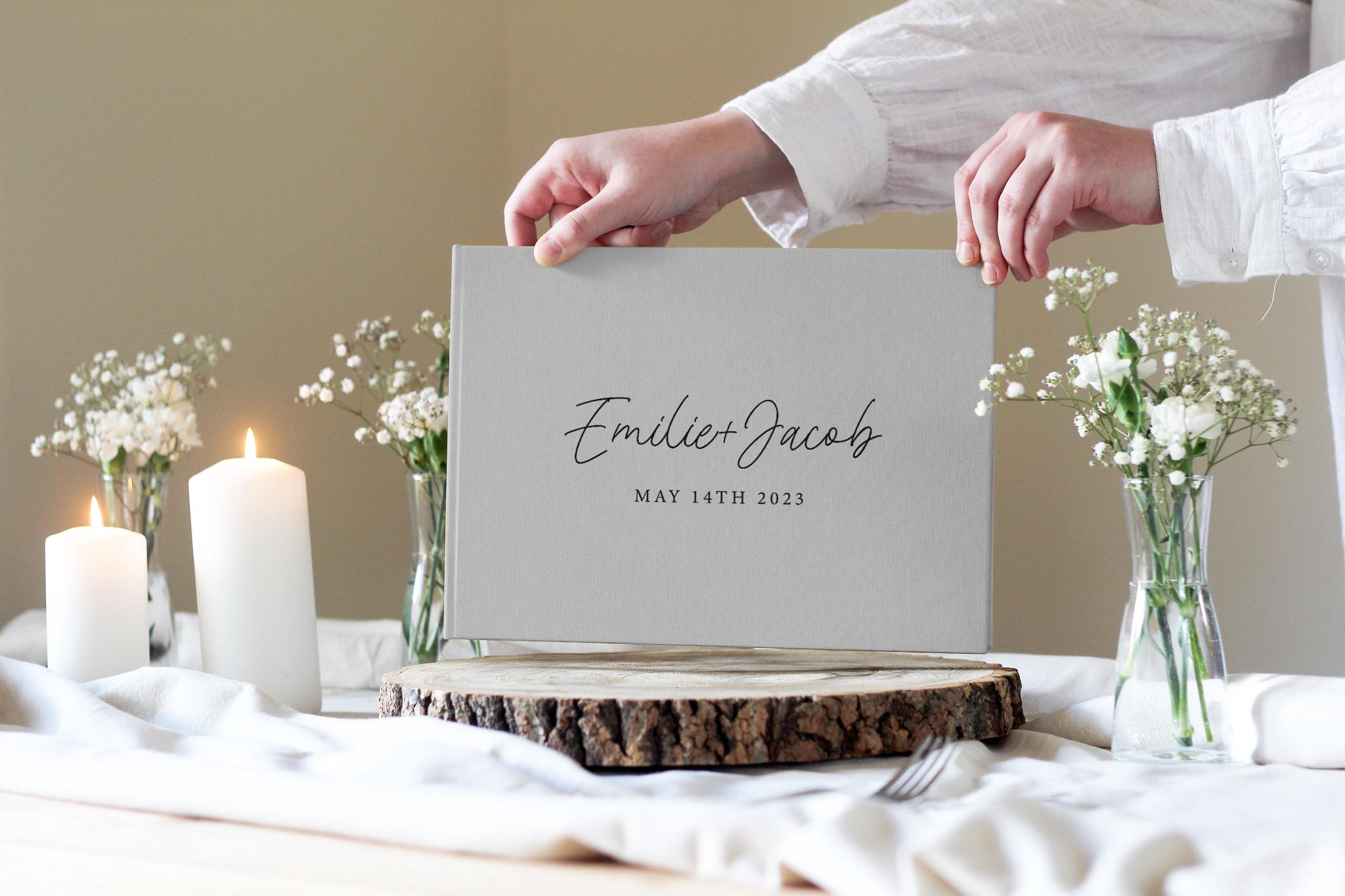 Modern Wedding Guest Book, Linen Wedding Guest Book