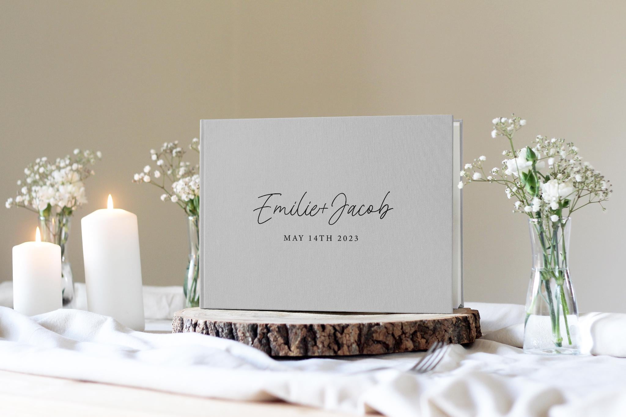 Modern Wedding Guest Book, Linen Wedding Guest Book