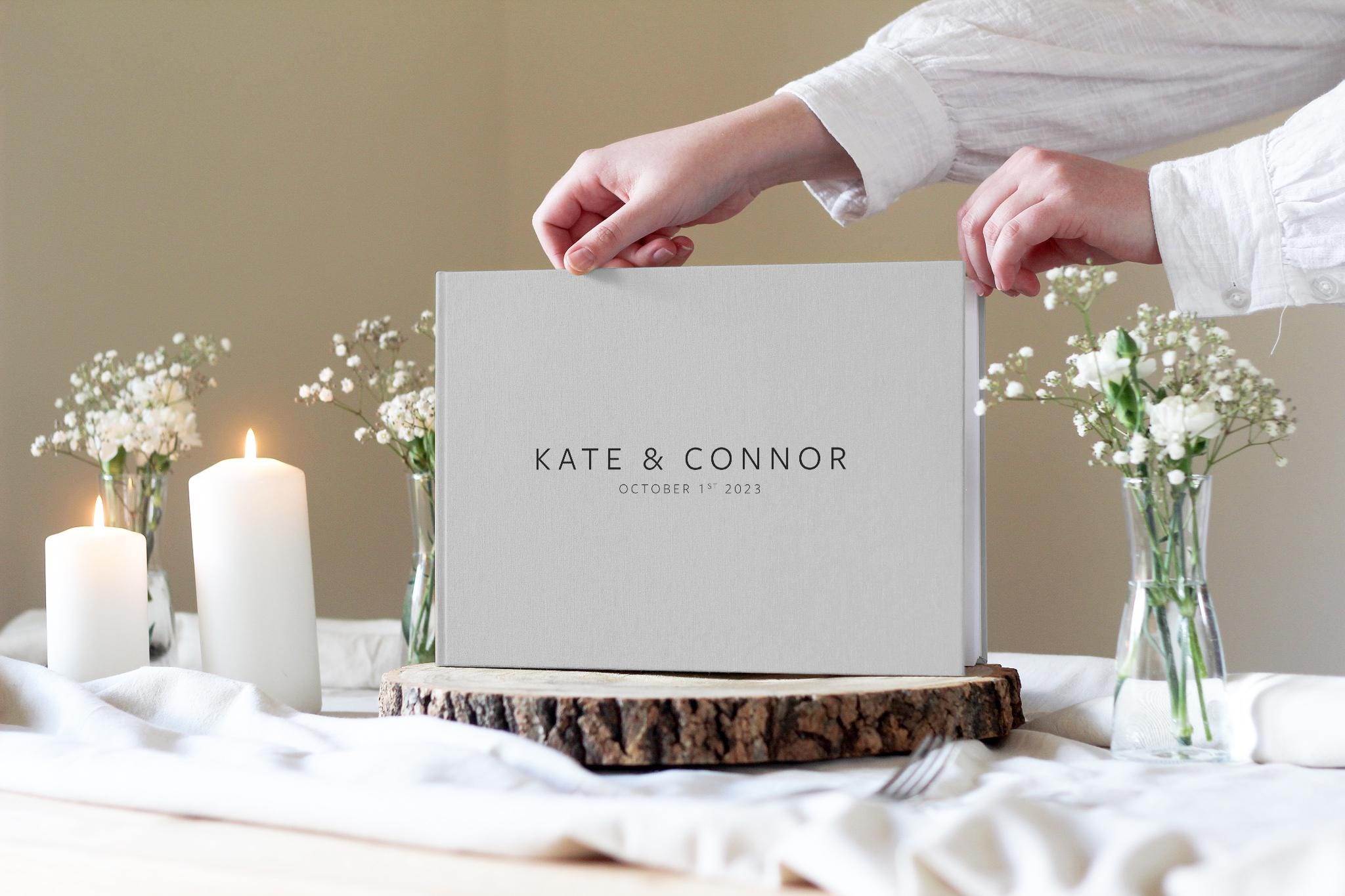 Minimal Wedding Guest book, Linen Wedding Guest Book