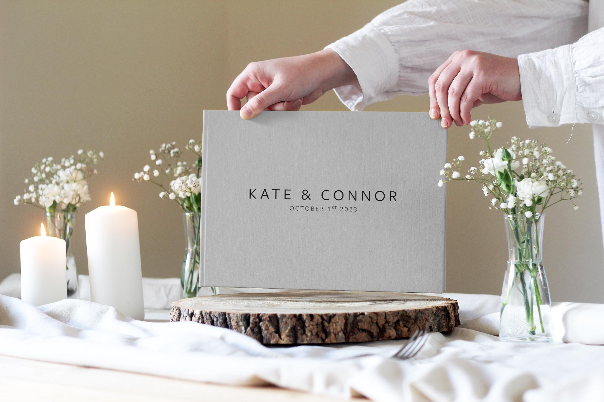 Minimal Wedding Guest book, Linen Wedding Guest Book
