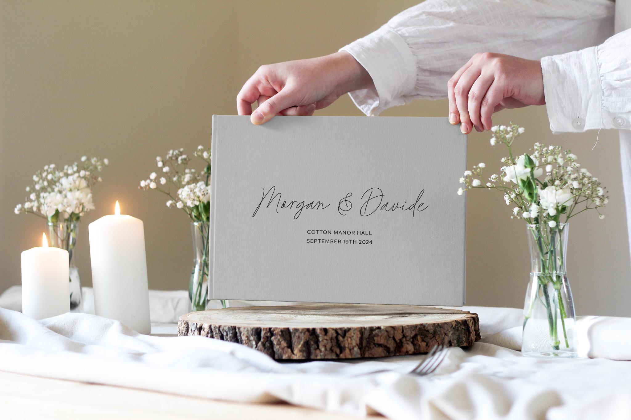 Linen Wedding Guestbook, Modern Wedding Guest Book