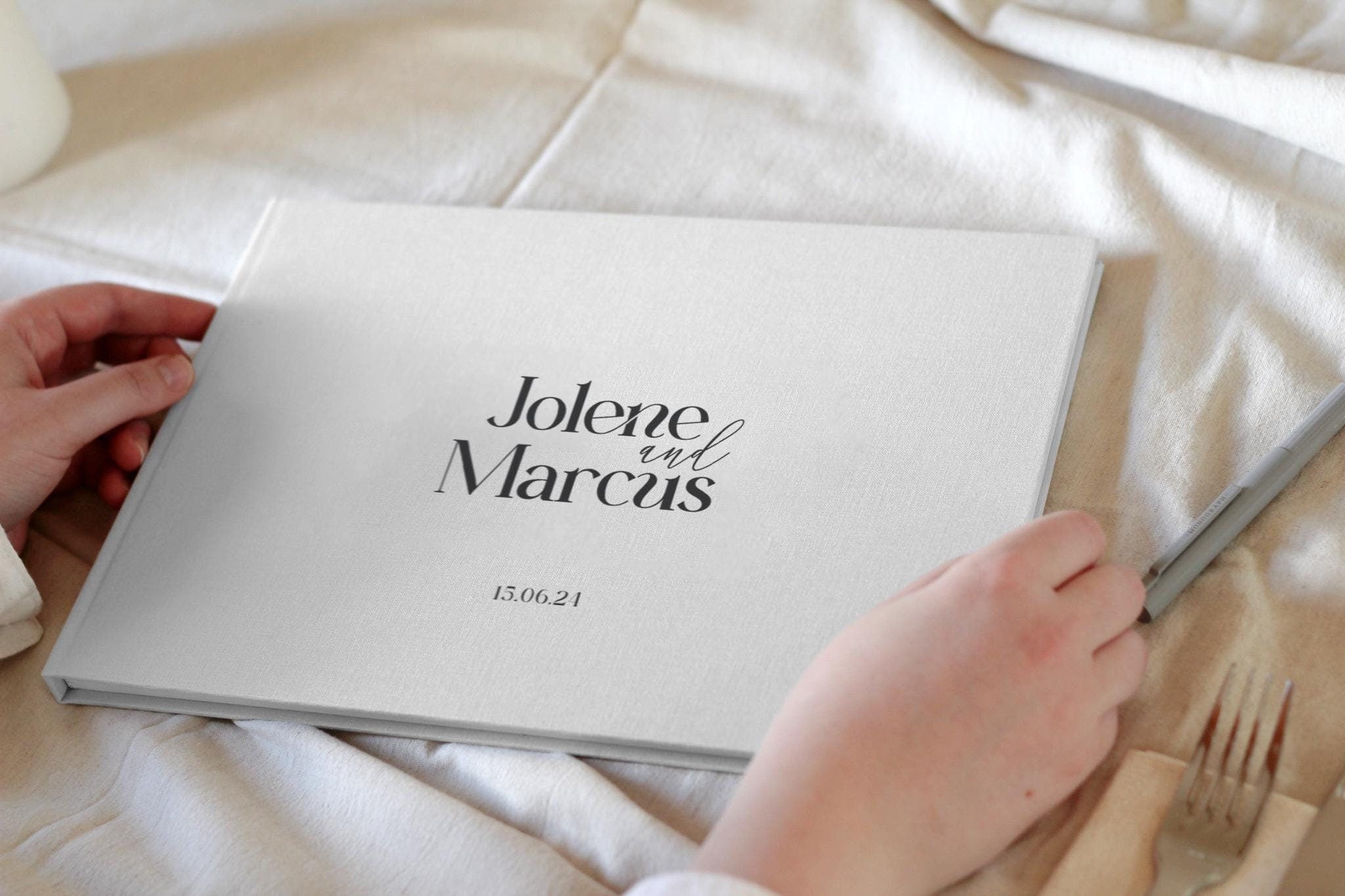 Surname Guestbook, Modern Guest Book, Modern Wedding Guest Book, Personalised Guest Book, Minimal Guestbook, Linen Wedding Guestbook,