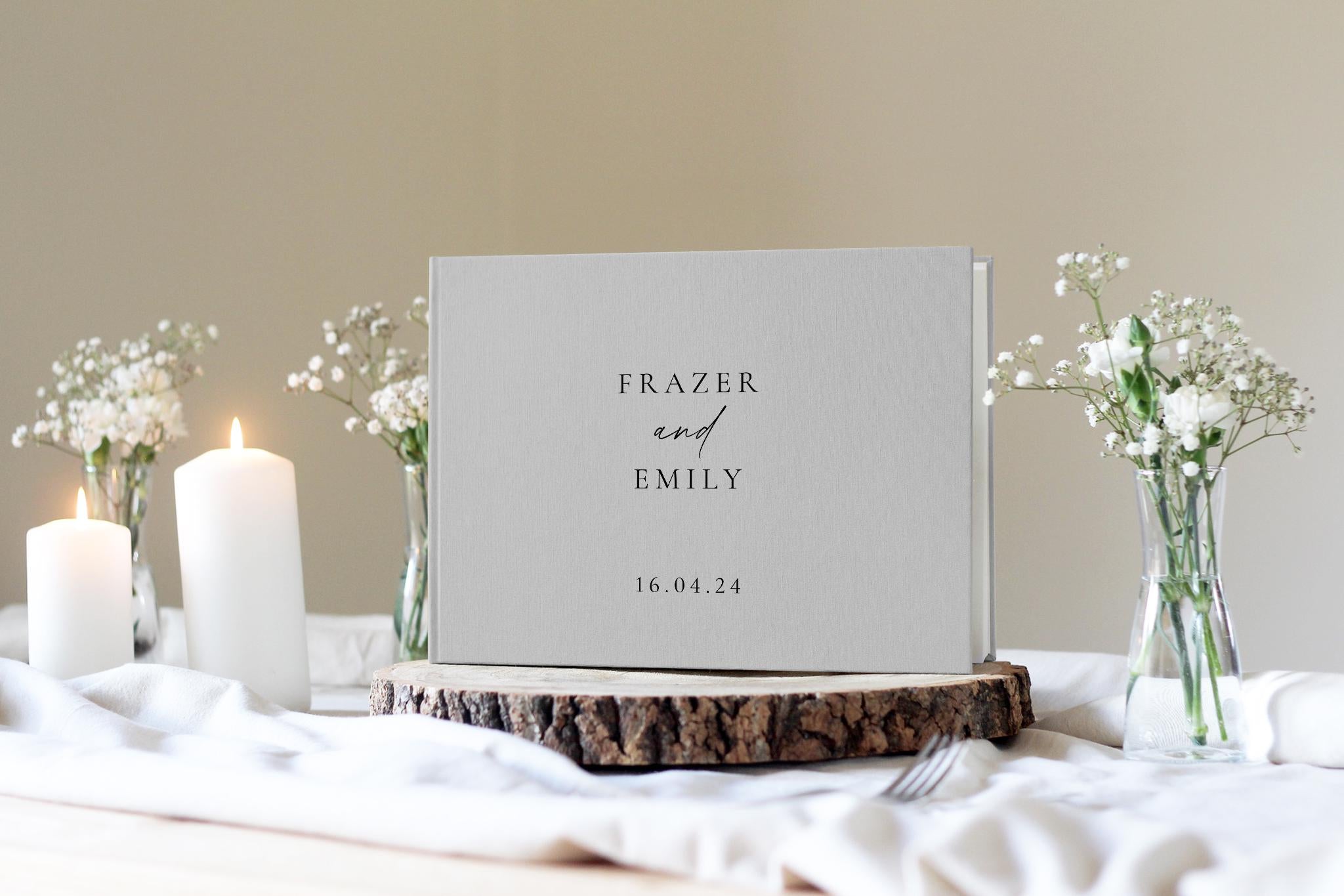First Names and Date Wedding Guest Book, Linen Wedding Guest Book