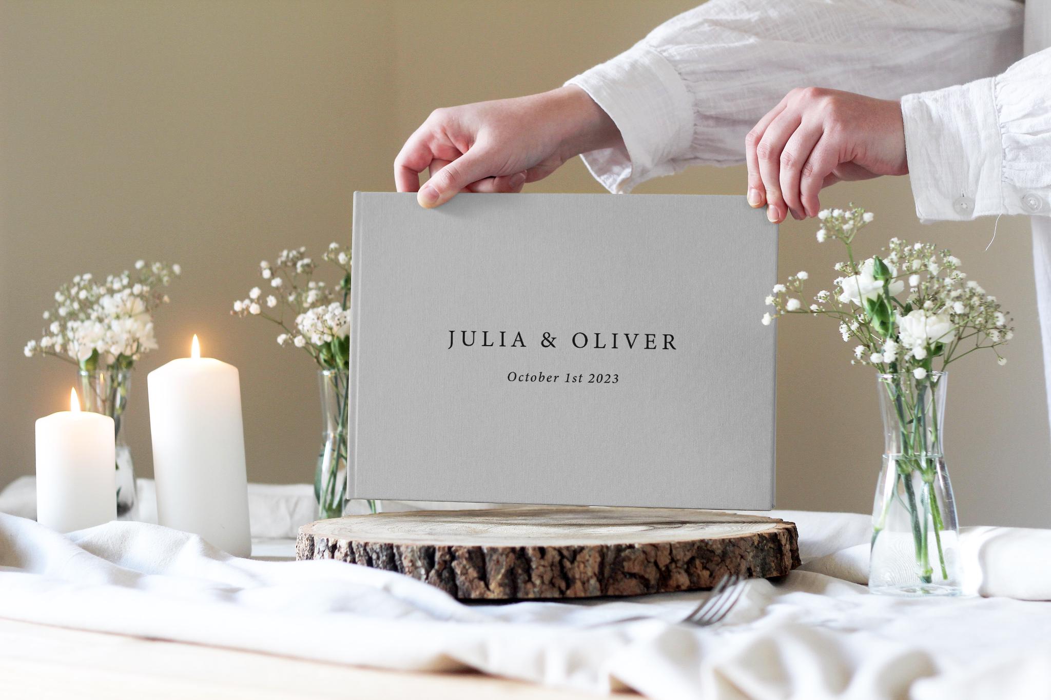 Simple Wedding Guest Book, Linen Wedding Guest Book