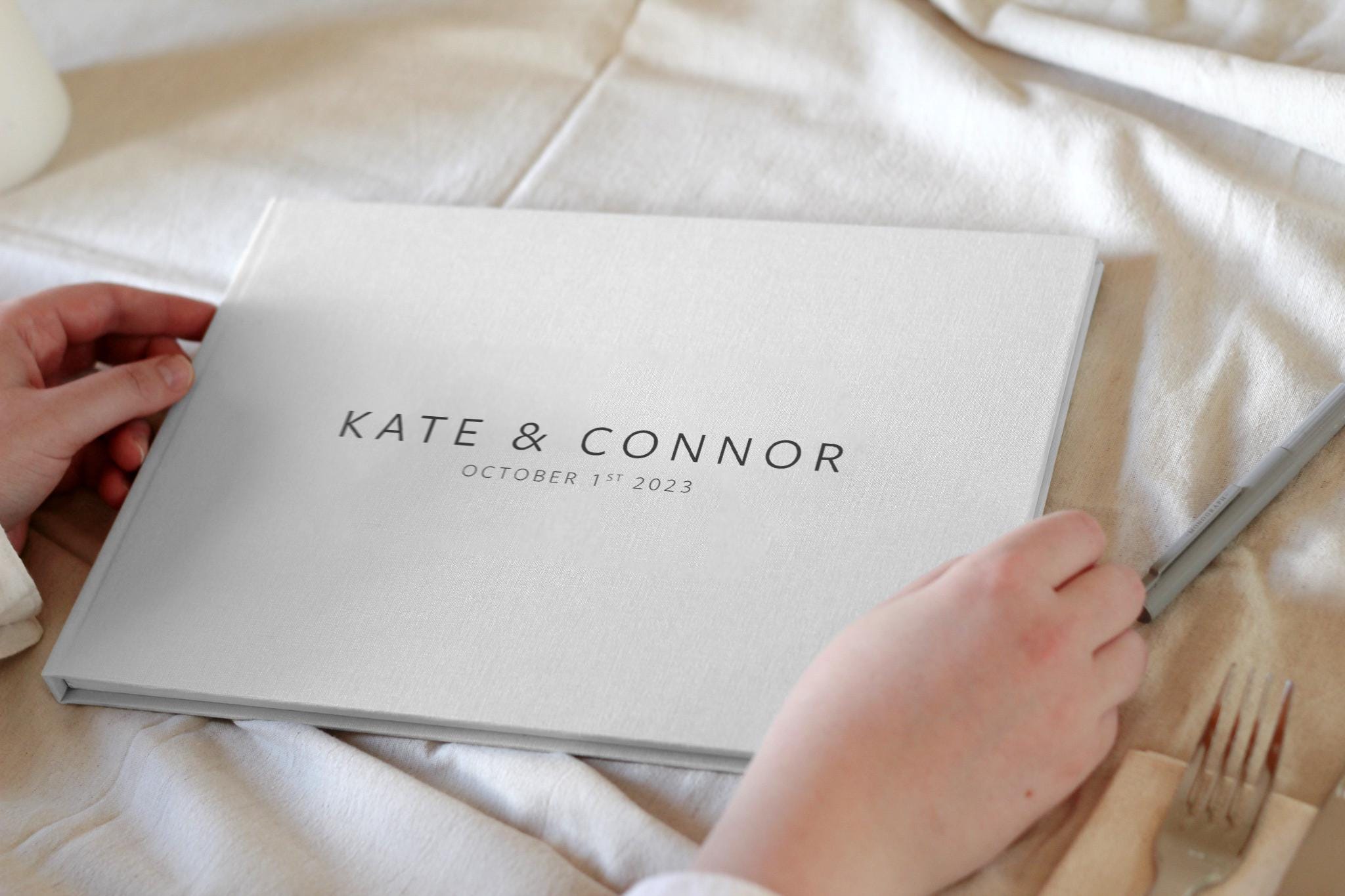 Minimal Wedding Guest book, Linen Wedding Guest Book
