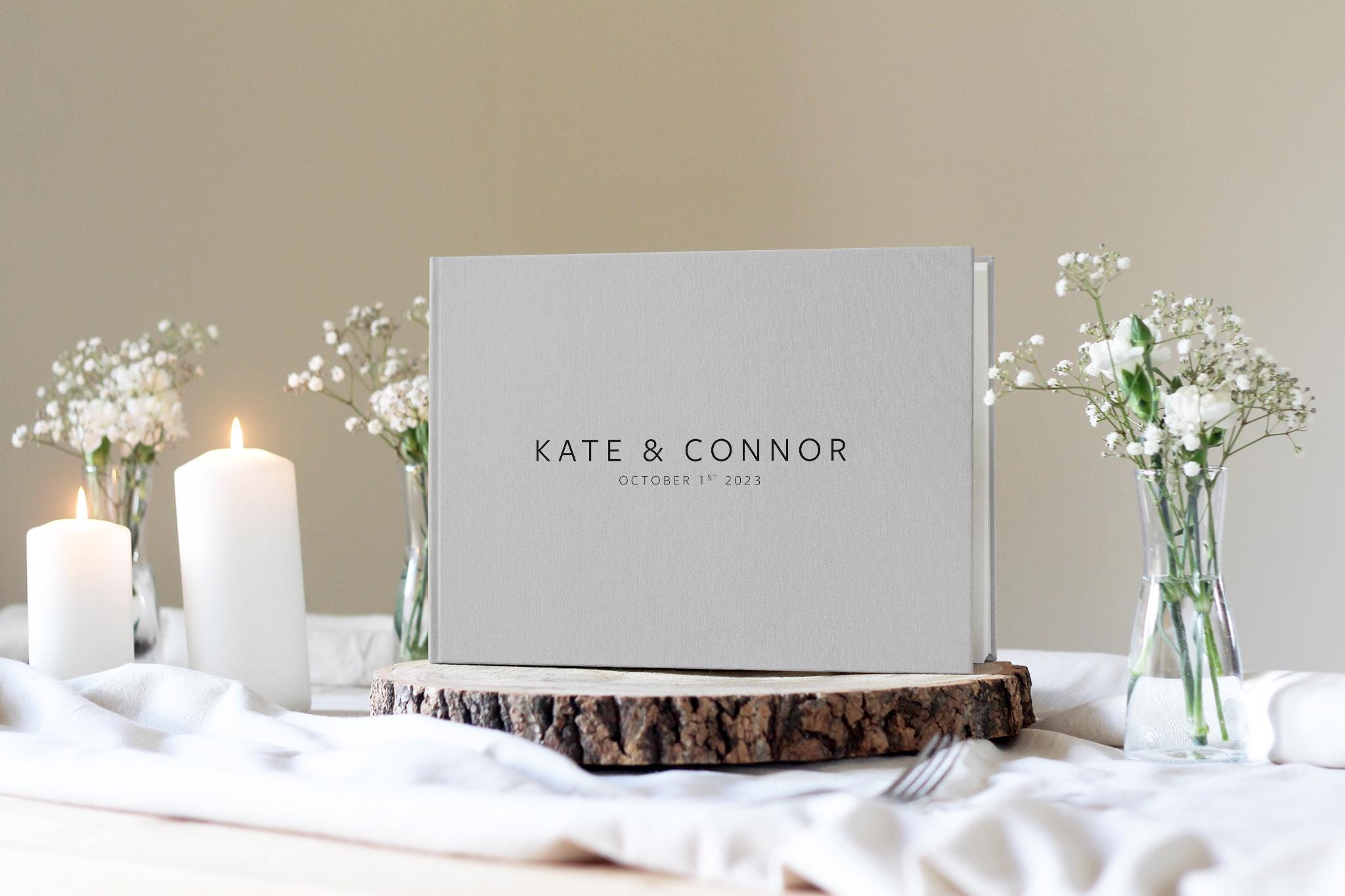 Minimal Wedding Guest book, Linen Wedding Guest Book