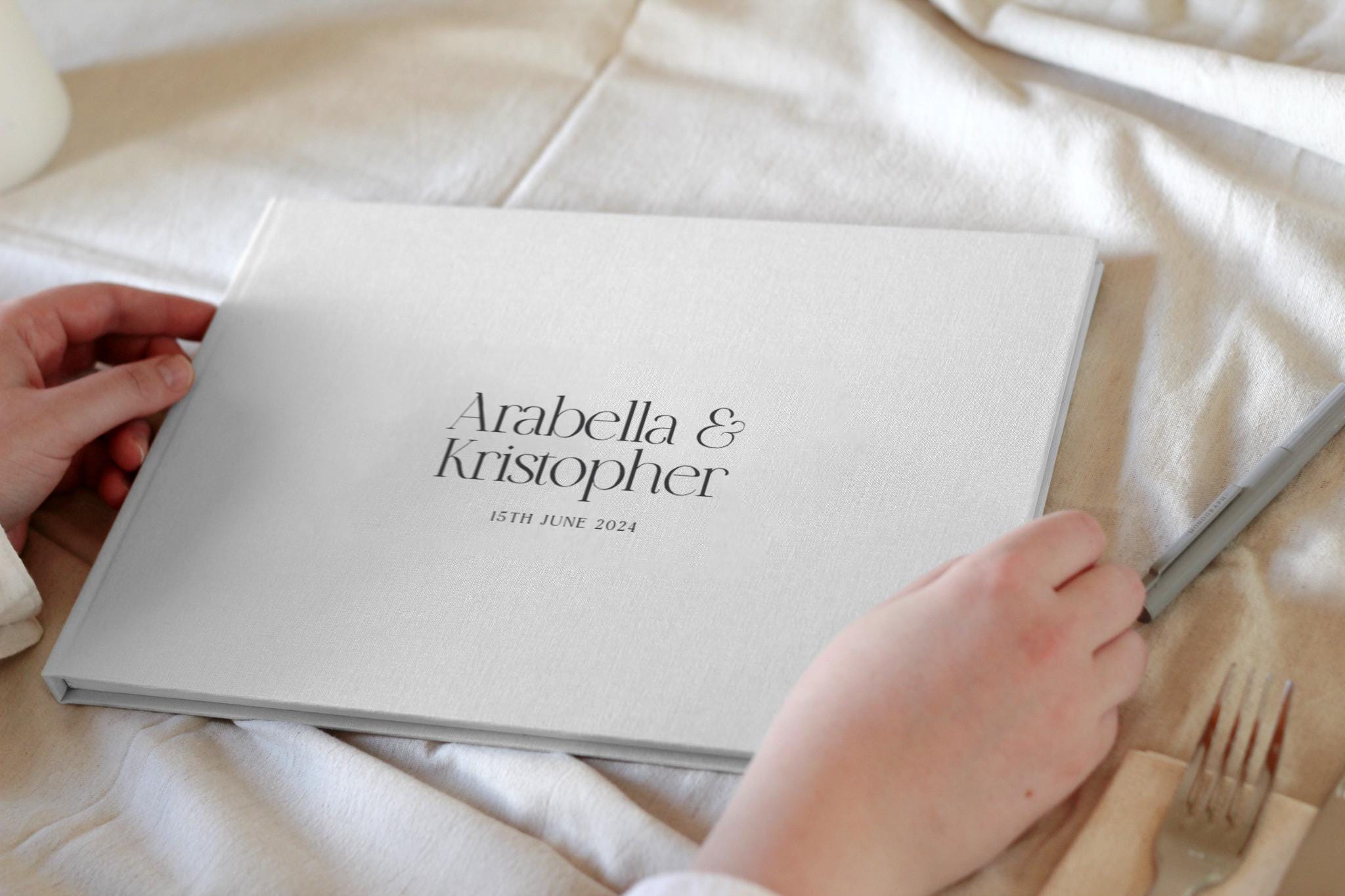 Printed Guestbook, Modern Guest Book, Modern Wedding Guest Book, Personalised Guest Book, Minimal Guestbook, Linen Wedding Guestbook,