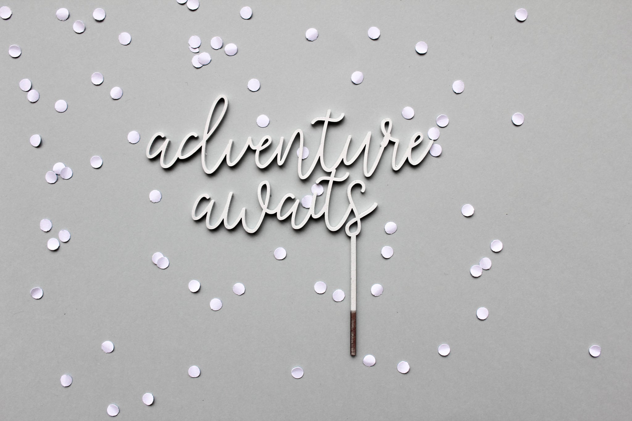 Adventure Awaits Baby Shower Cake Topper in White - Baby Shower, Cake Toppers uk
