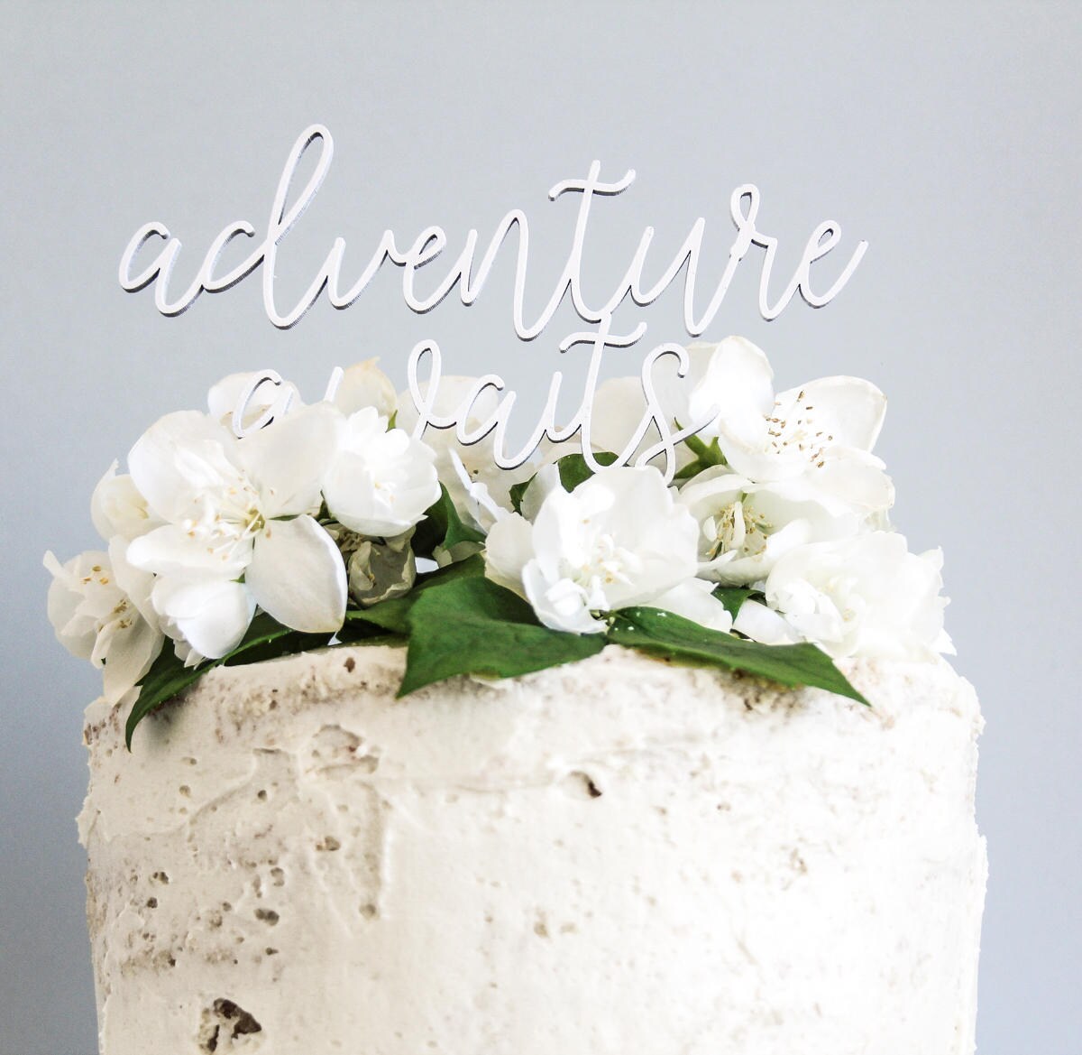 Adventure Awaits Baby Shower Cake Topper in White - Baby Shower, Cake Toppers uk