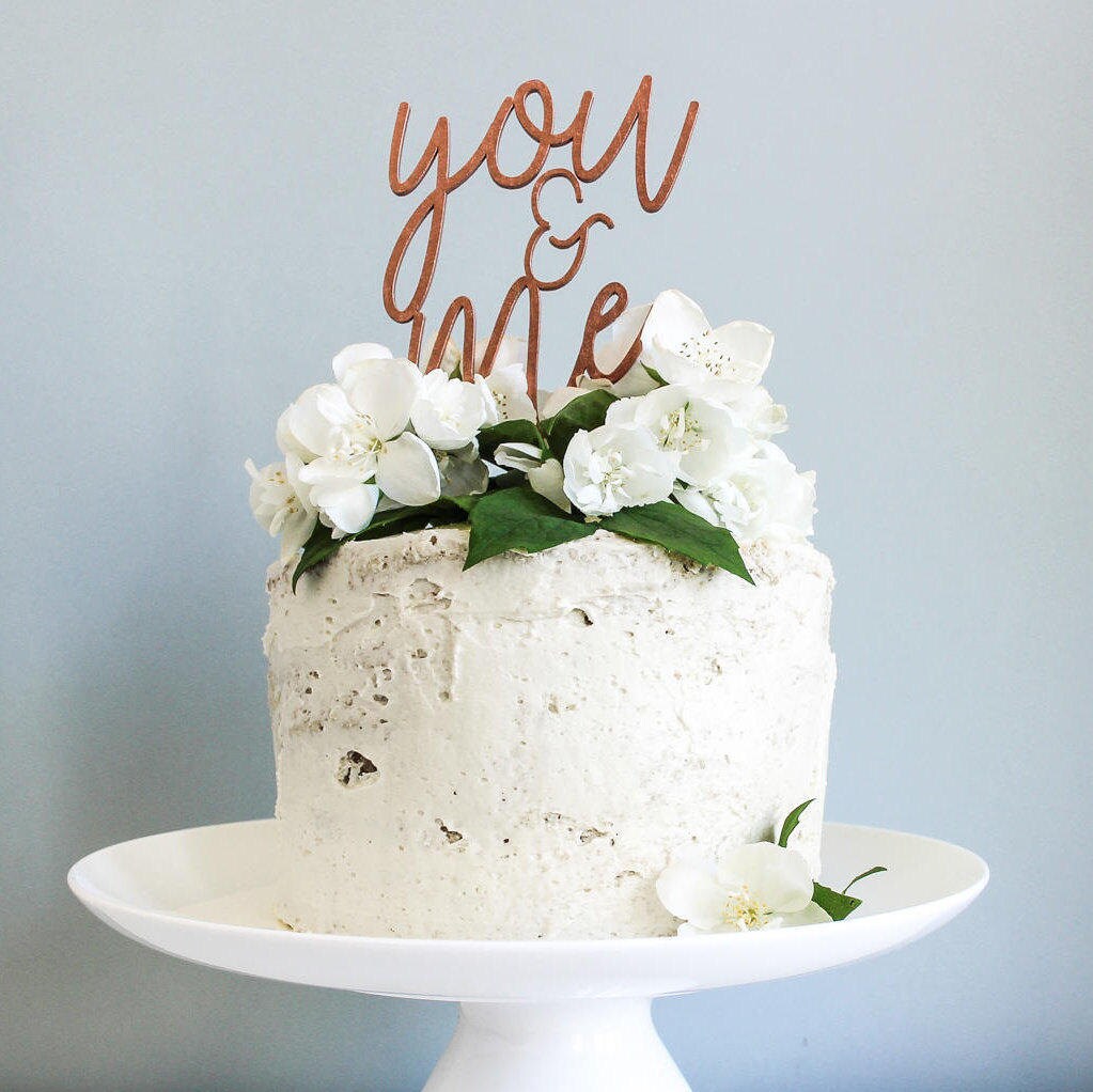 You & Me Anniversary Cake Topper, Script Cake Topper