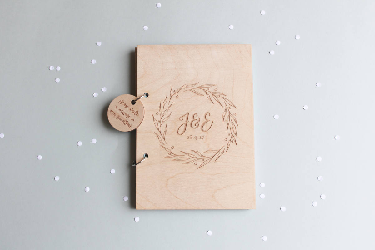 Initial Wedding Guestbook, Wood Wedding Guestbook