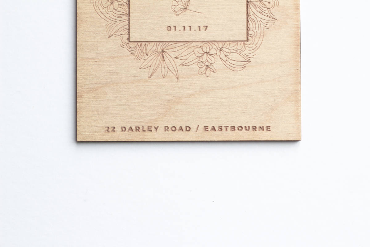 Wooden Save The Date Card, Floral Save The Date