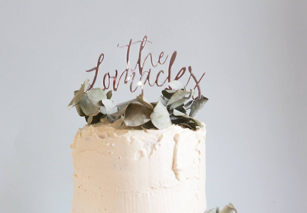 Surname Wedding Cake Topper Wedding Cake Toppers Cake Topper Wedding Custom Cake Topper Gold Cake Topper Name Cake Topper Silver Cake Topper