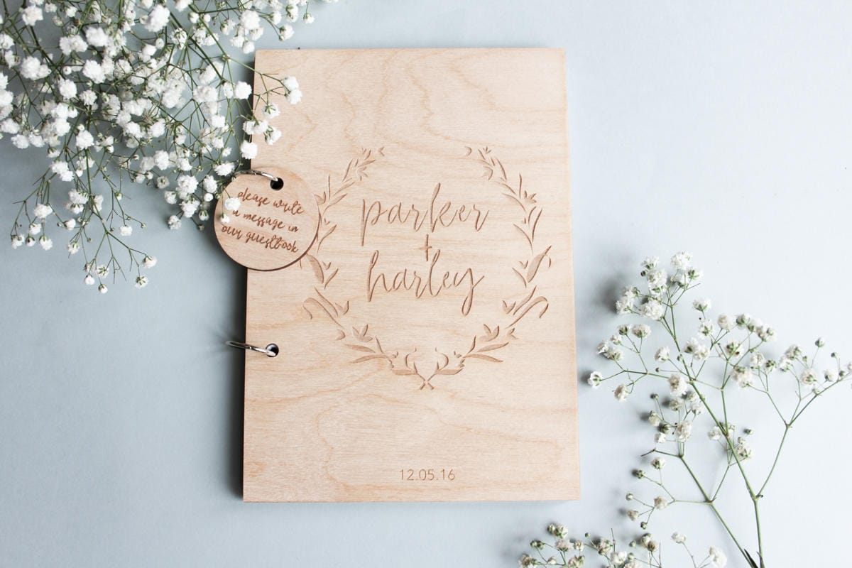 Engraved Wedding Guest Book, Engraved Guest Book