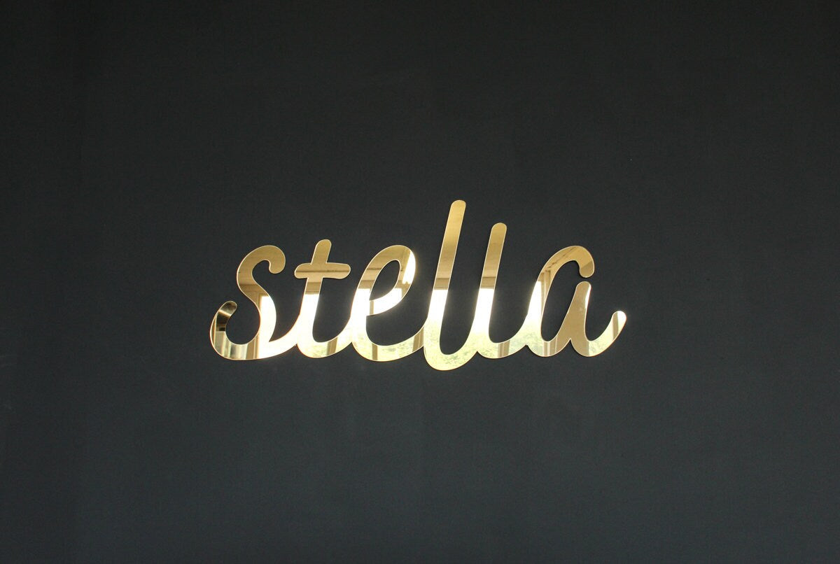 Custom Mirror Gold Name Sign Wall Art, Nursery Name Sign Baby Shower Gift