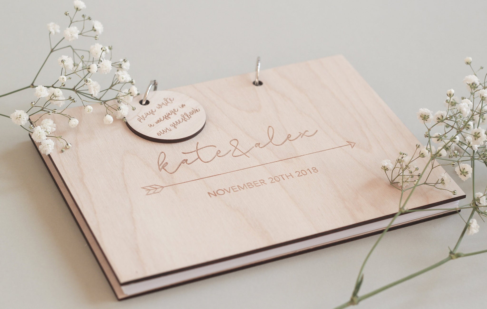 Boho Guest Book, Wooden Guest Book