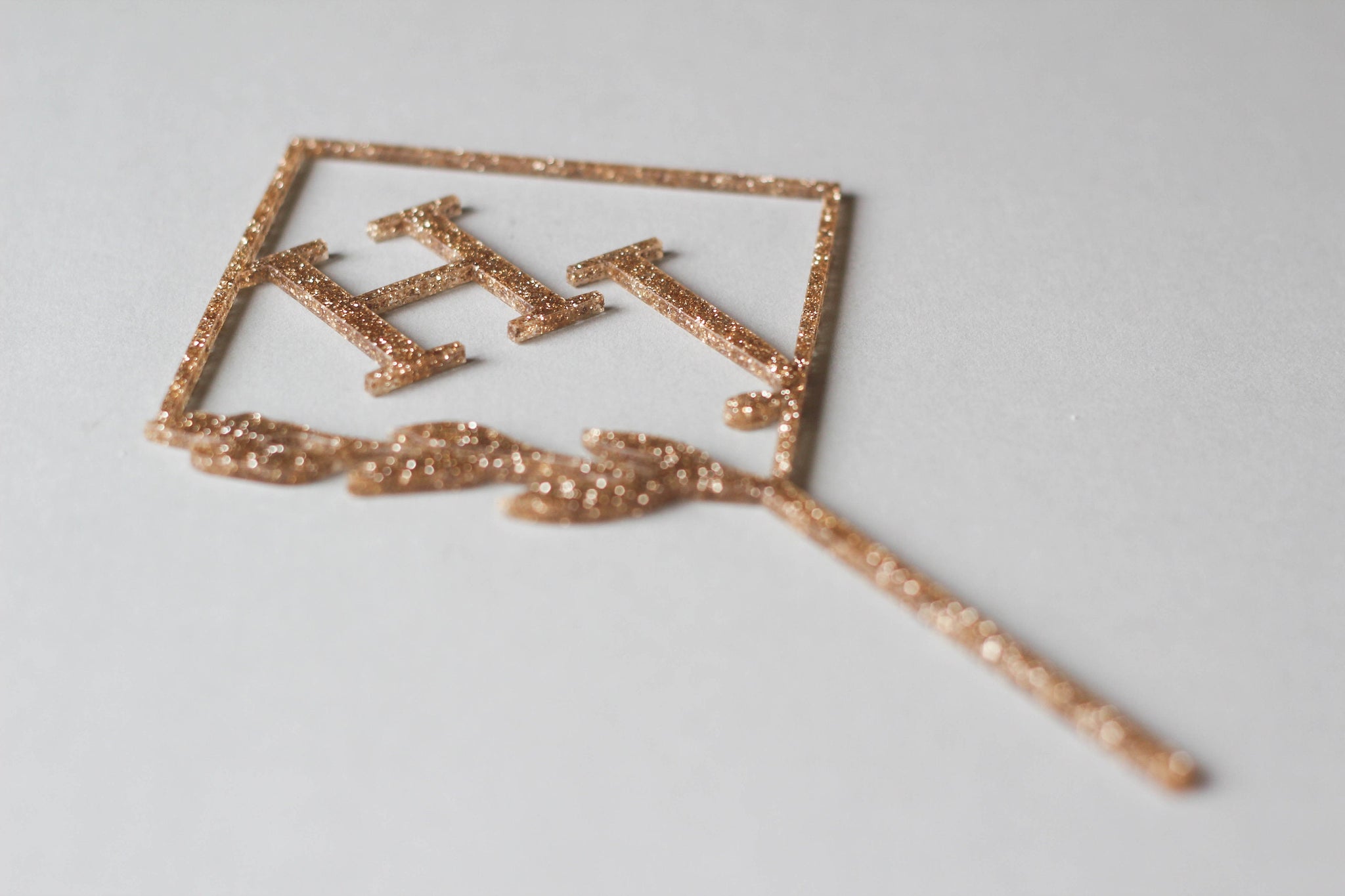 Classic Wedding Cake Topper Customised With The Bride and Groom's Initials - Glitter Gold Cake Topper