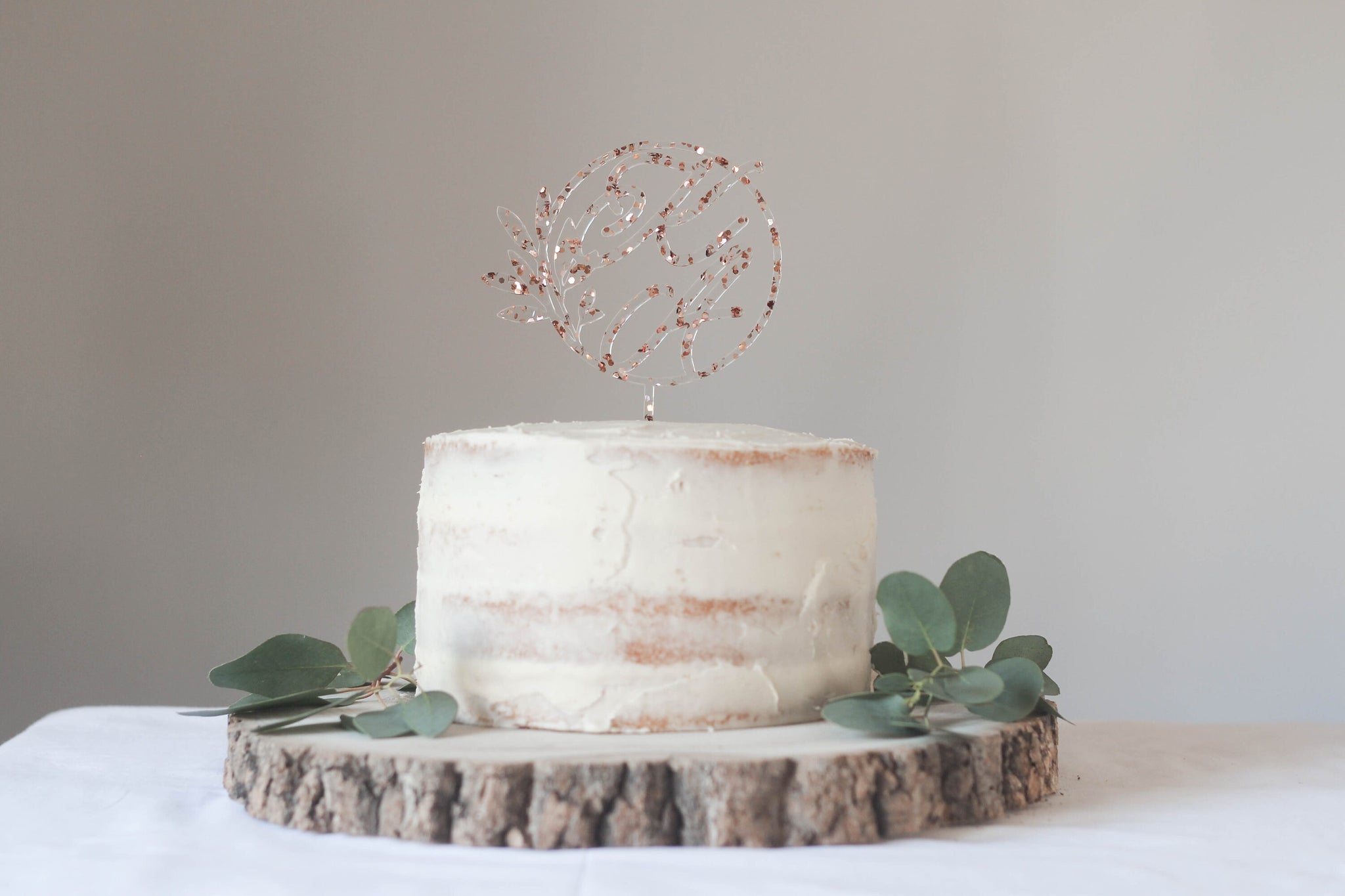 Custom Wreath Wedding Cake Topper Personalised With Initials