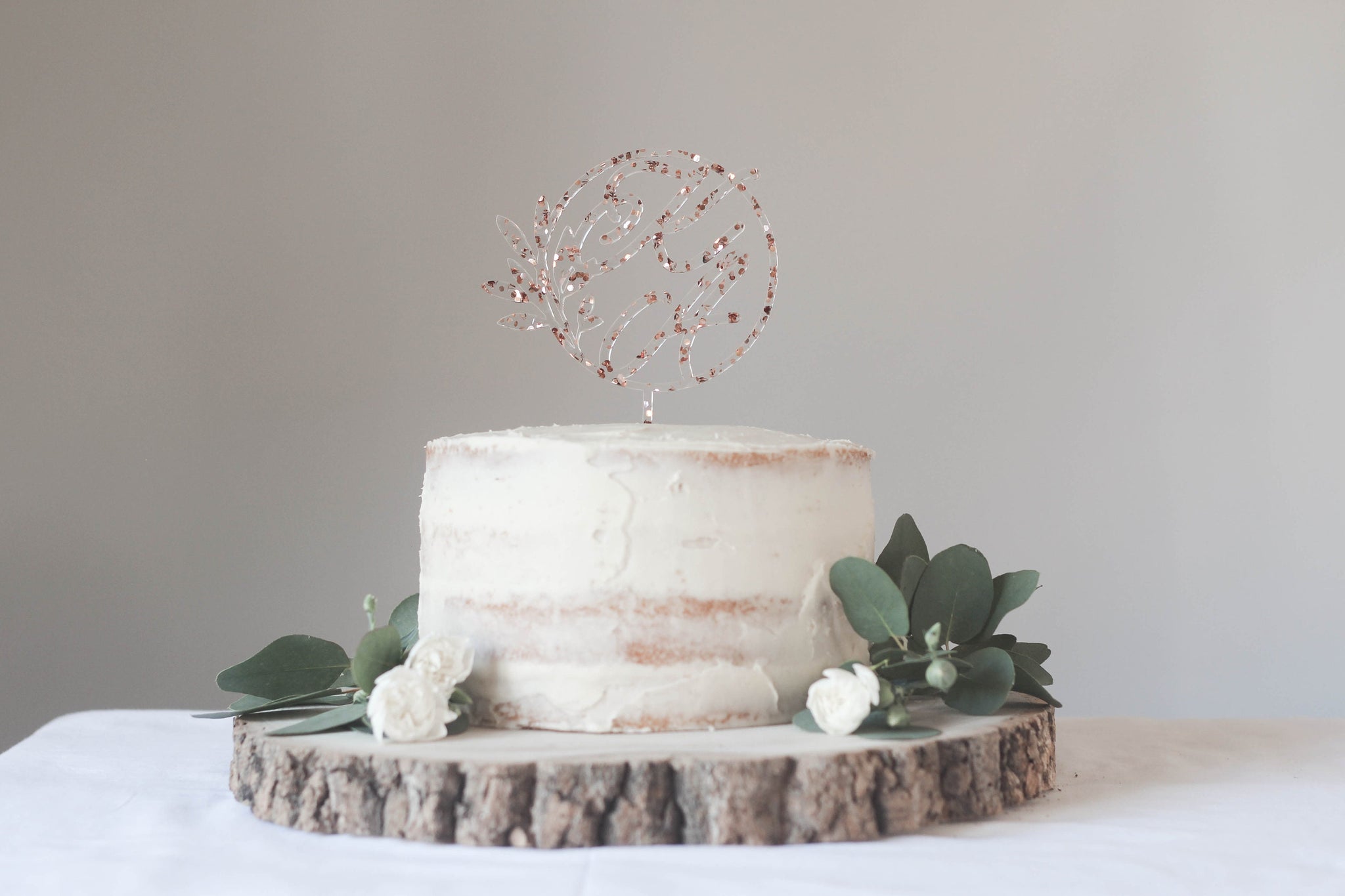 Custom Wreath Wedding Cake Topper Personalised With Initials