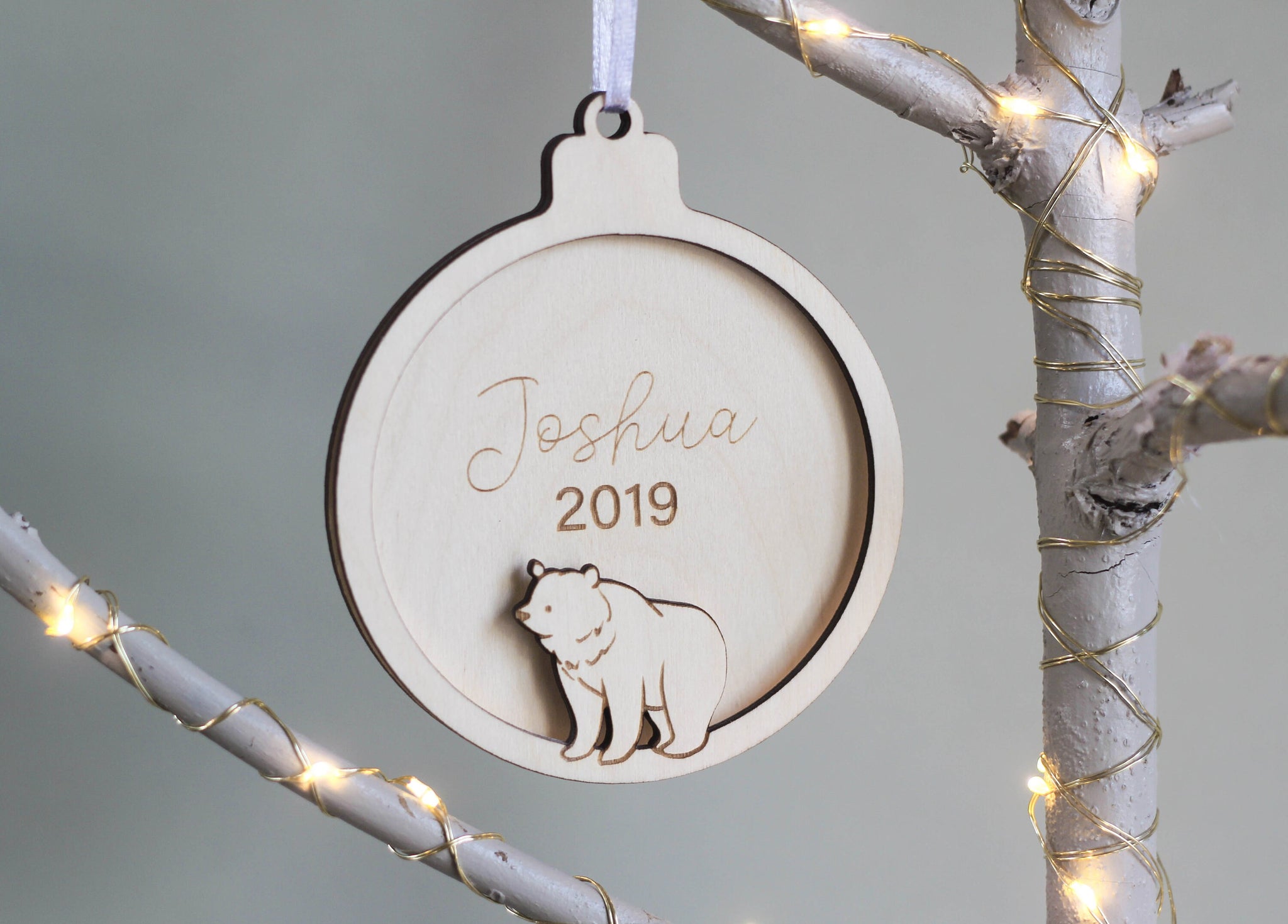 Baby's First Christmas Ornament Personalized - Custom Bear Christmas Tree Decor - Christmas Gift - Baby Shower Gift