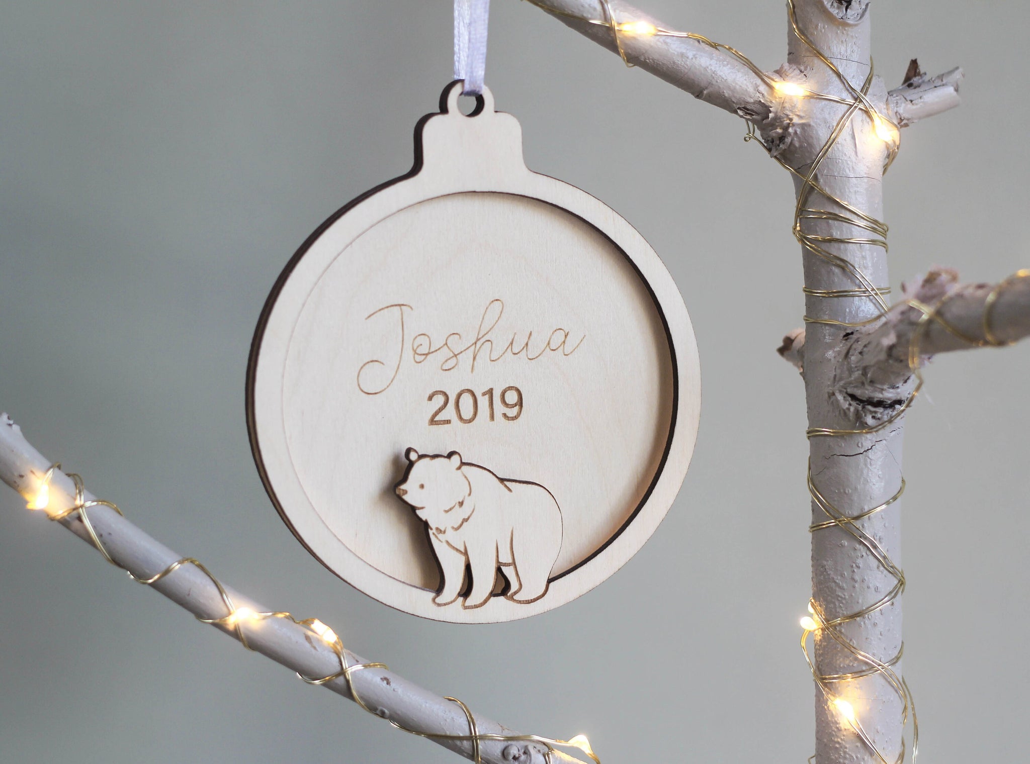 Baby's First Christmas Ornament Personalized - Custom Bear Christmas Tree Decor - Christmas Gift - Baby Shower Gift