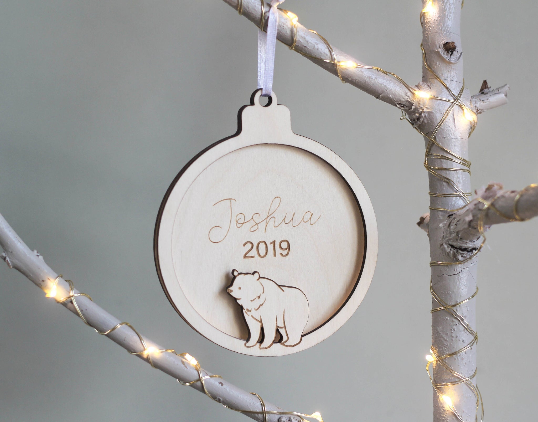 Baby's First Christmas Ornament Personalized - Custom Bear Christmas Tree Decor - Christmas Gift - Baby Shower Gift