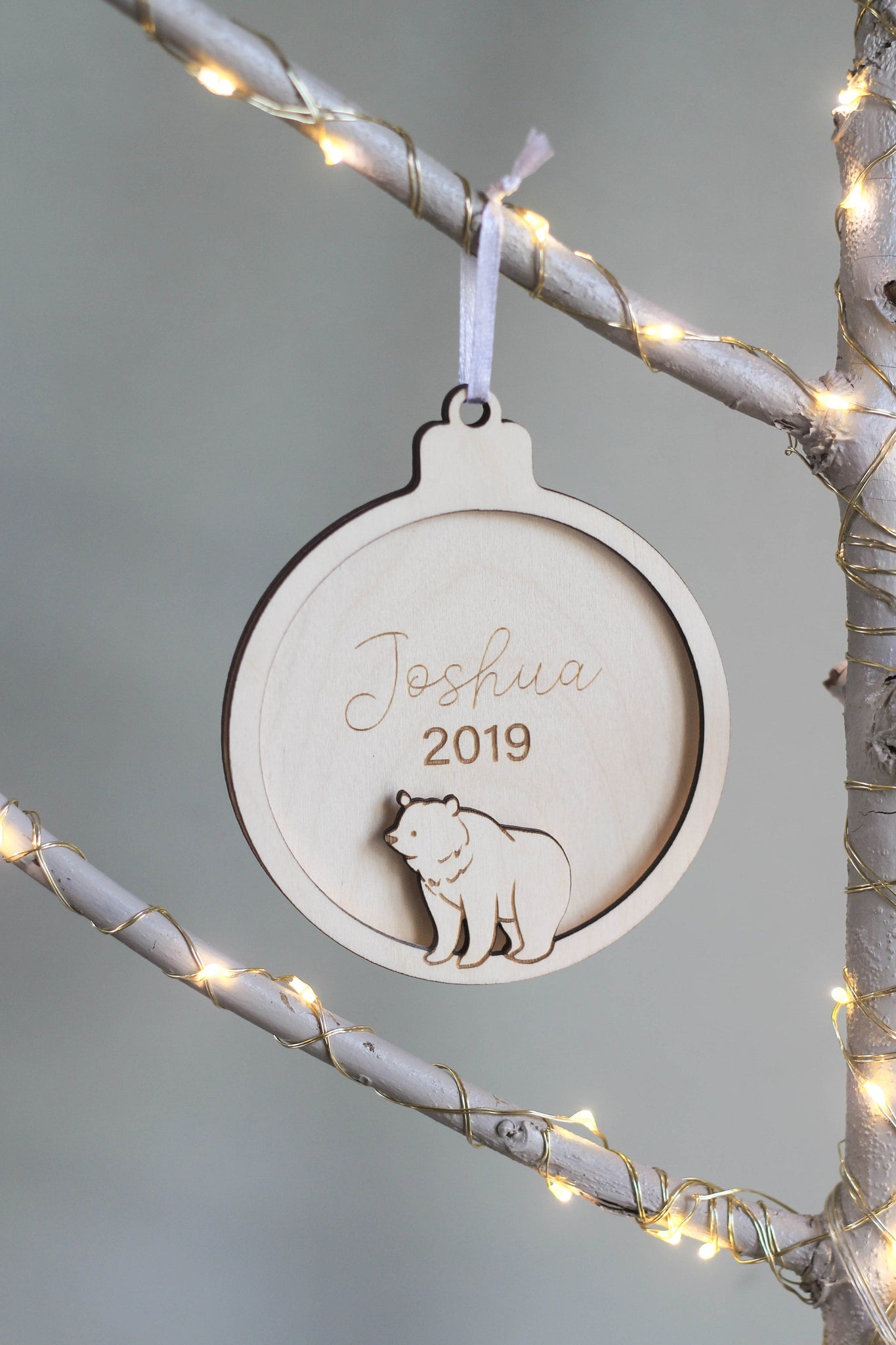 Baby's First Christmas Ornament Personalized - Custom Bear Christmas Tree Decor - Christmas Gift - Baby Shower Gift