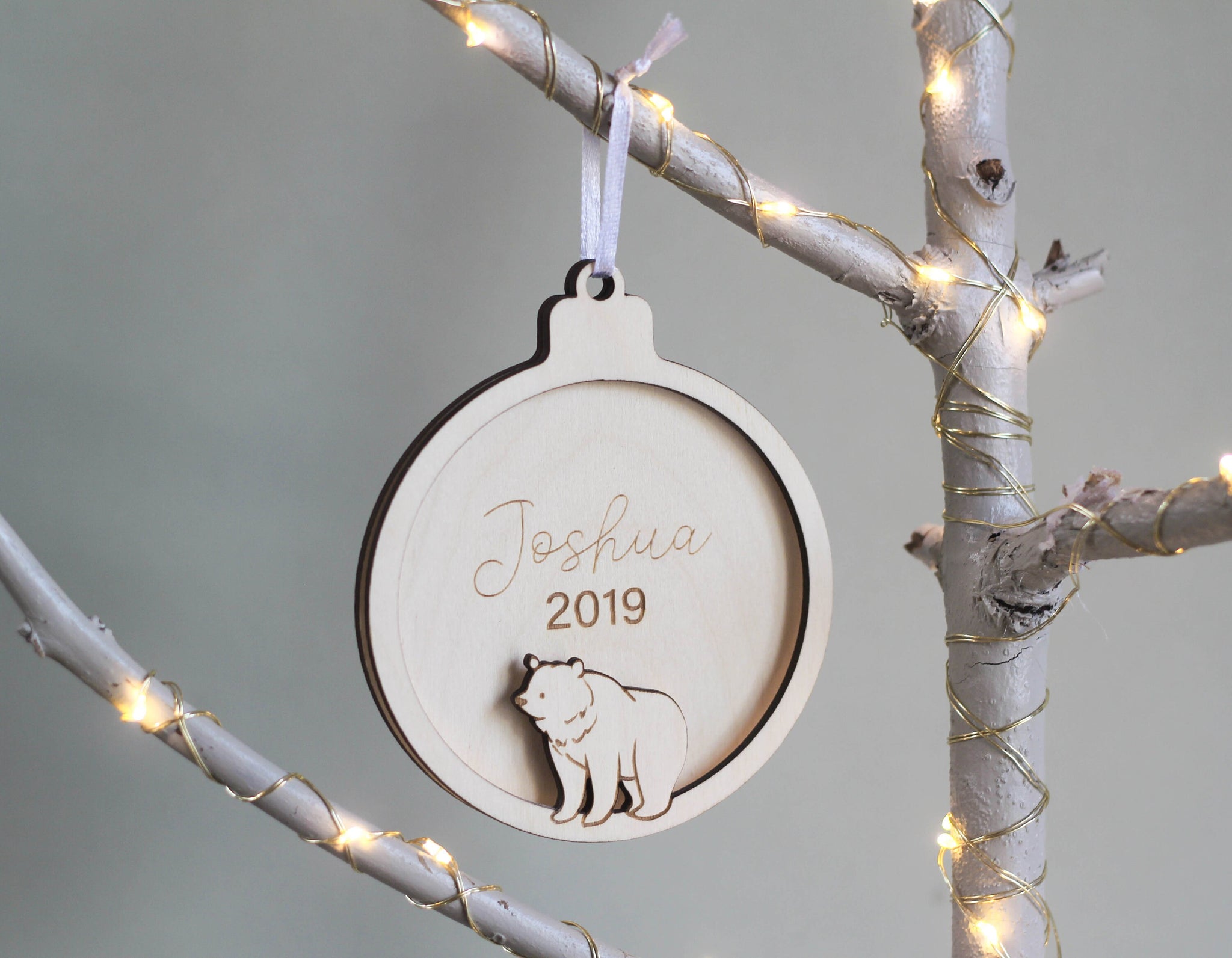 Baby's First Christmas Ornament Personalized - Custom Bear Christmas Tree Decor - Christmas Gift - Baby Shower Gift