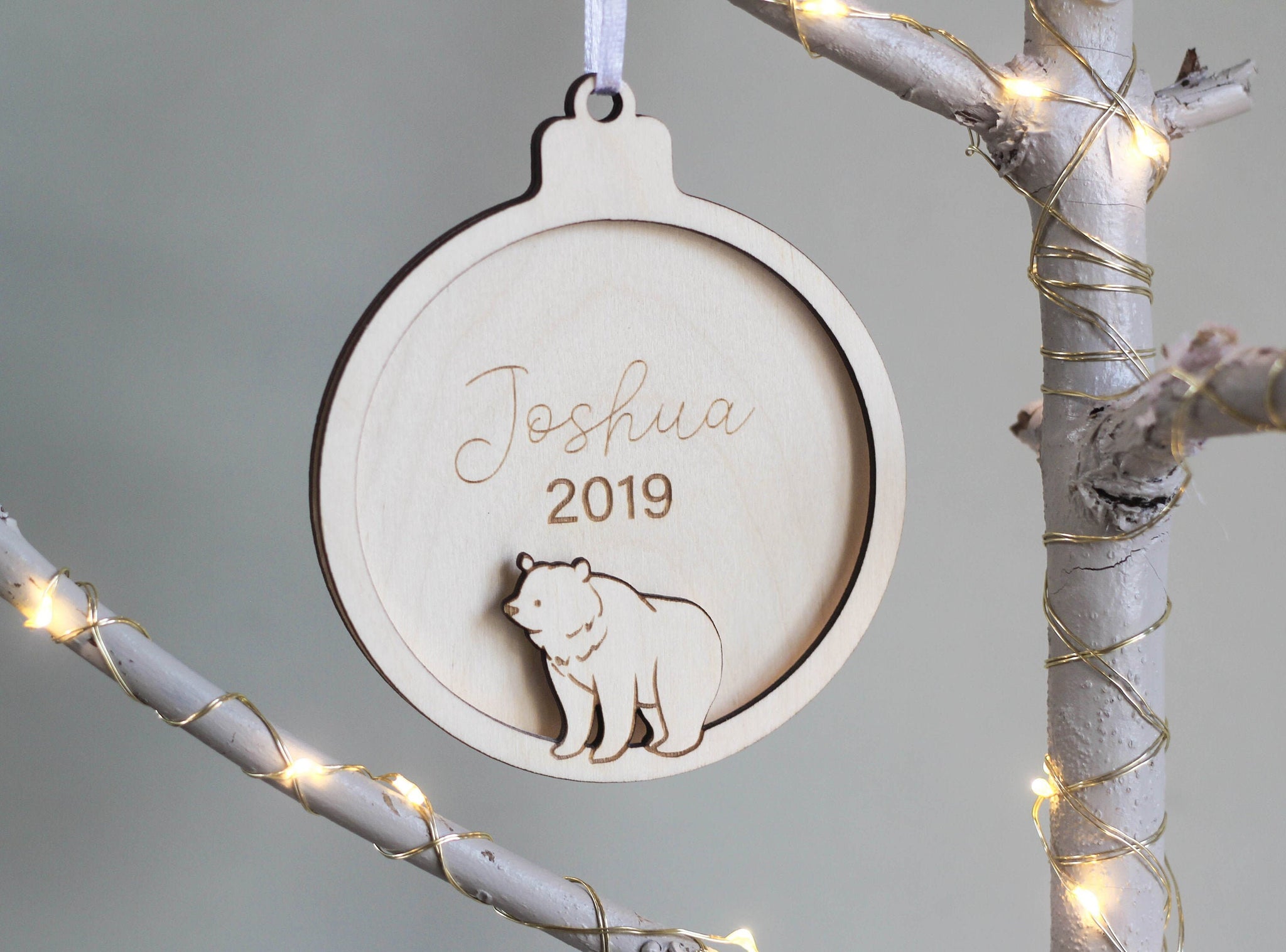 Baby's First Christmas Ornament Personalized - Custom Bear Christmas Tree Decor - Christmas Gift - Baby Shower Gift