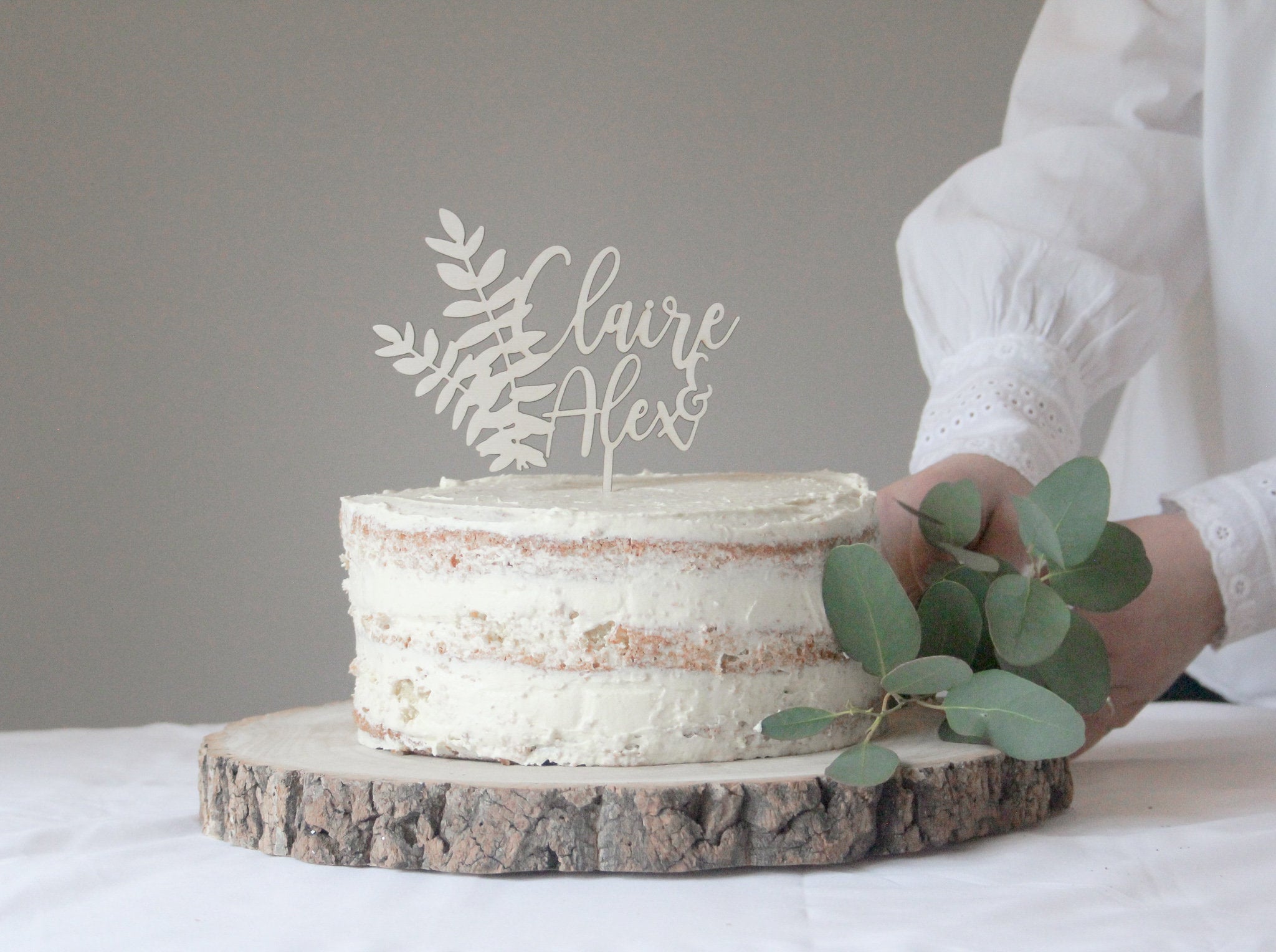 Custom Wedding Cake Topper, Floral Wedding Cake Topper
