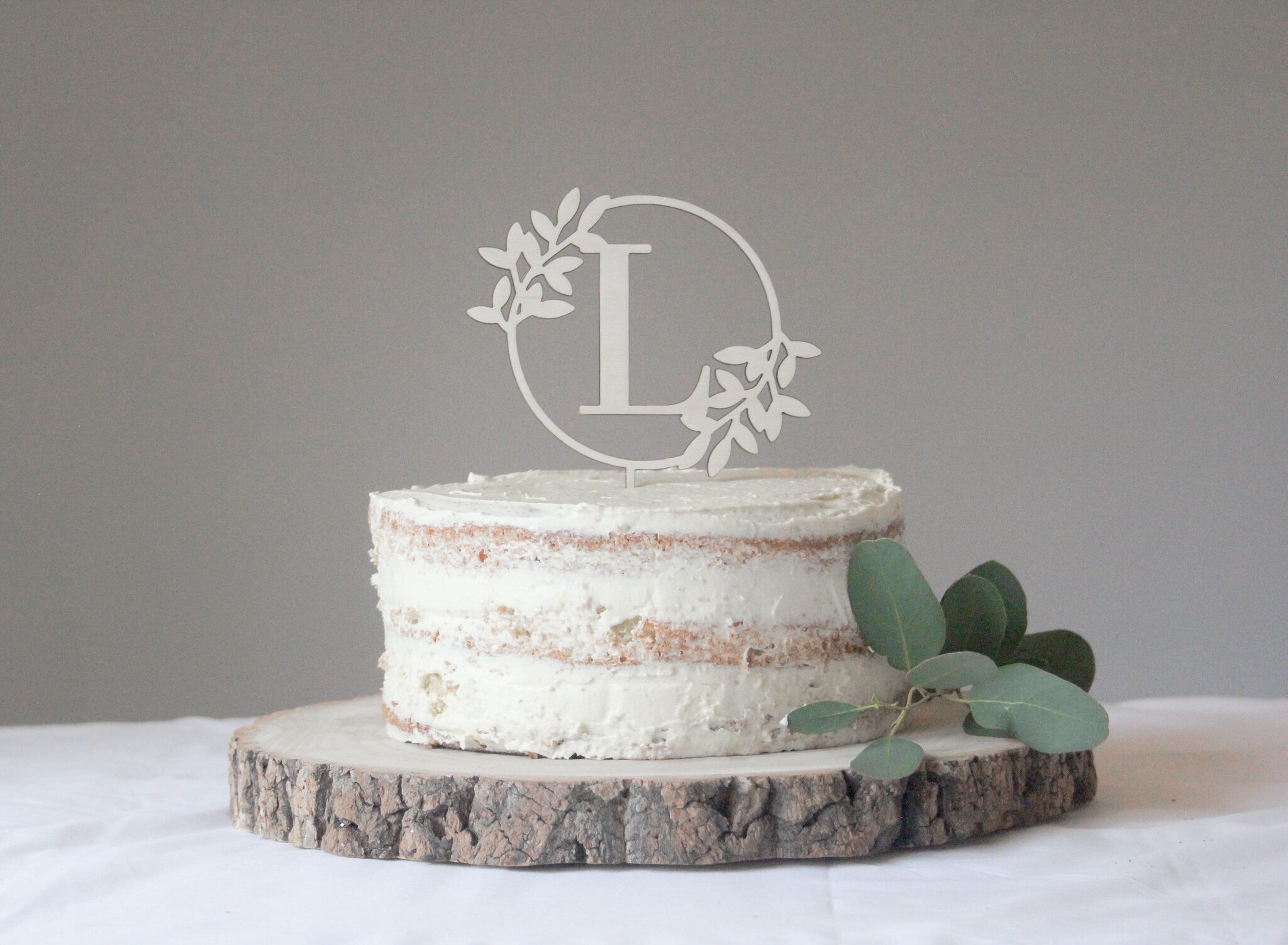 Monogram Wedding Cake Topper, Floral Wedding Cake Topper