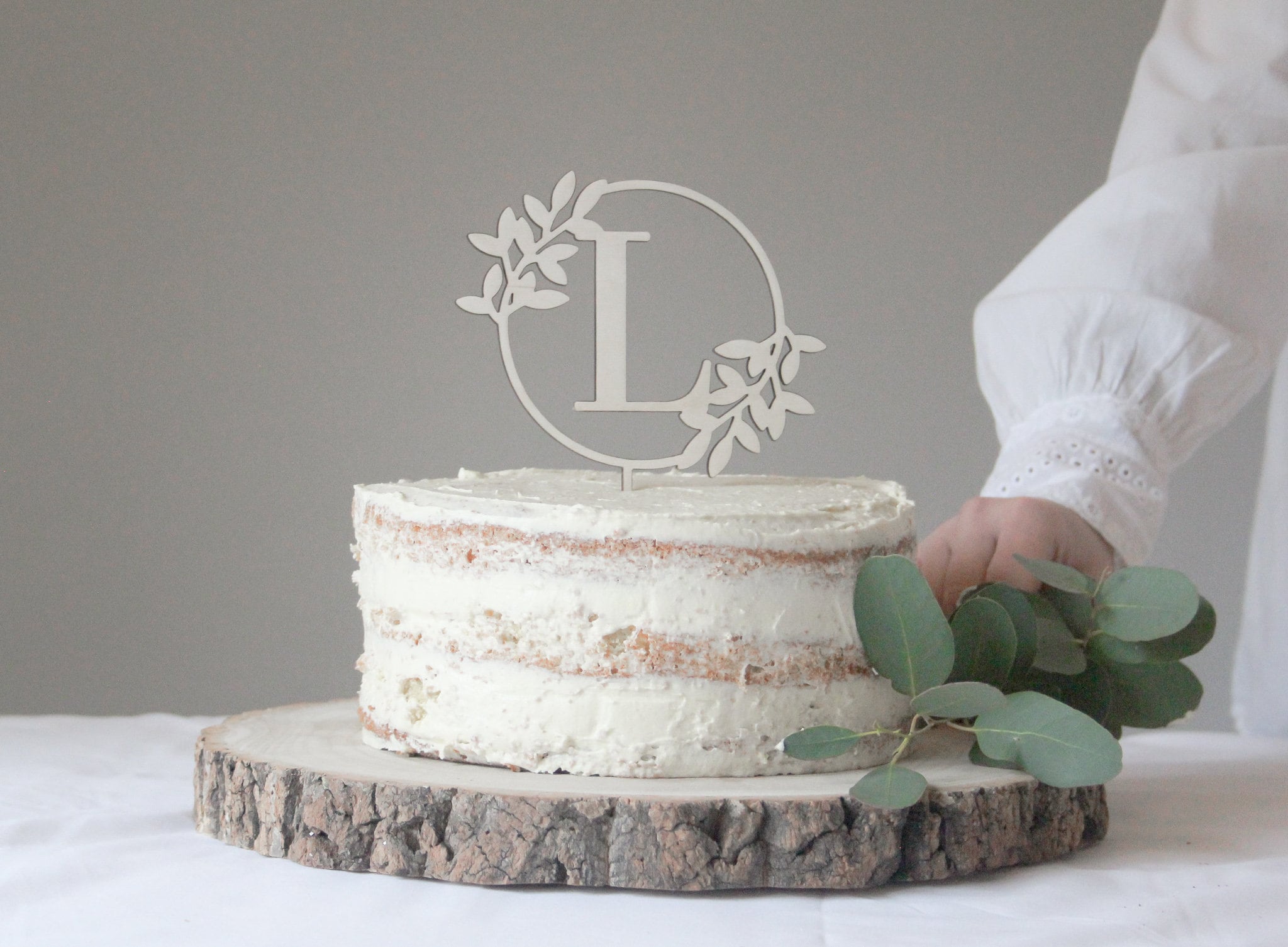 Monogram Wedding Cake Topper, Floral Wedding Cake Topper