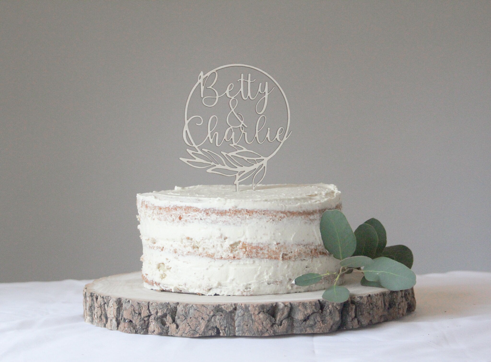 Personalised Name Cake Topper For Wedding, Minimal Wedding Topper