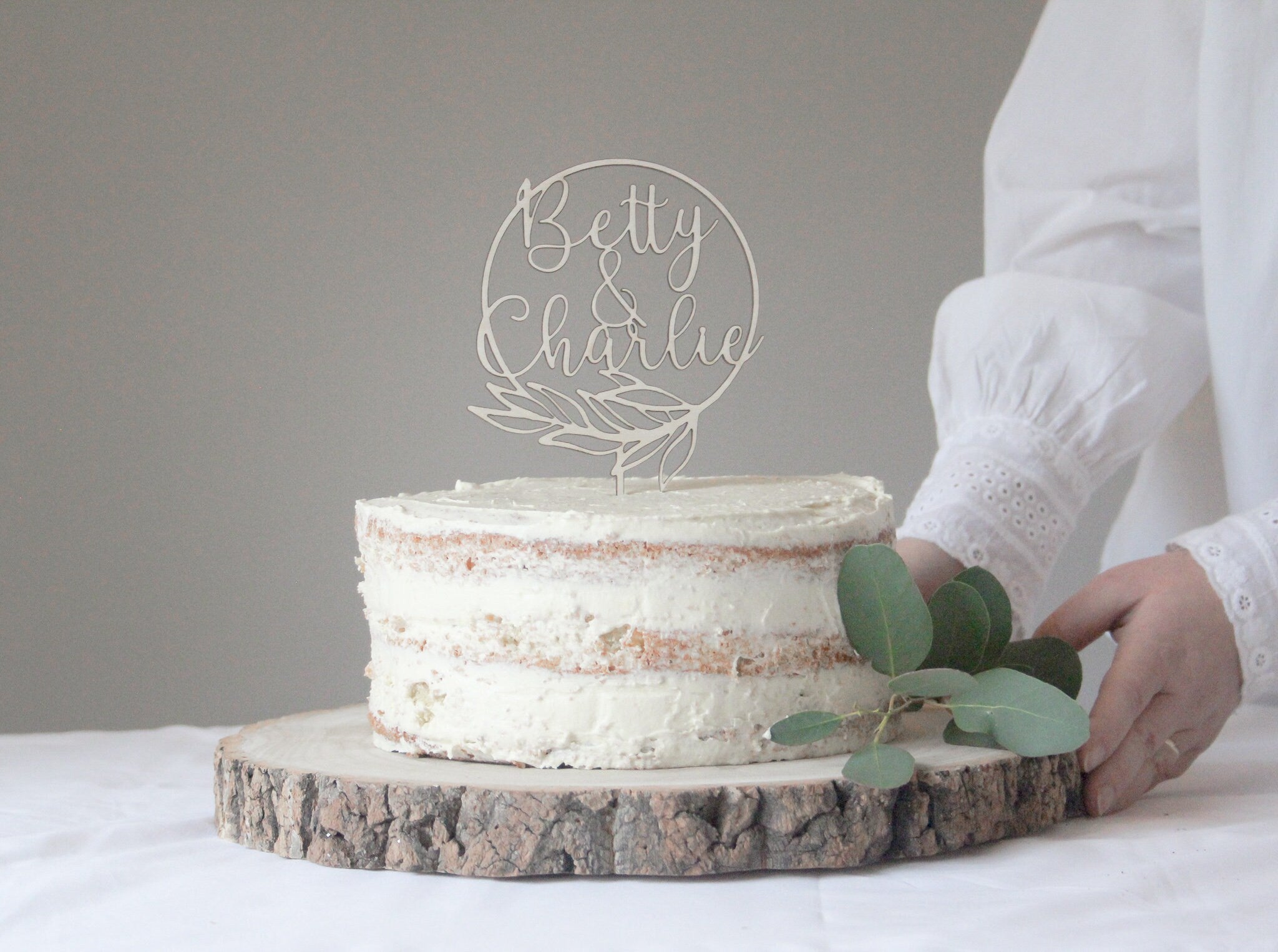 Personalised Name Cake Topper For Wedding, Minimal Wedding Topper