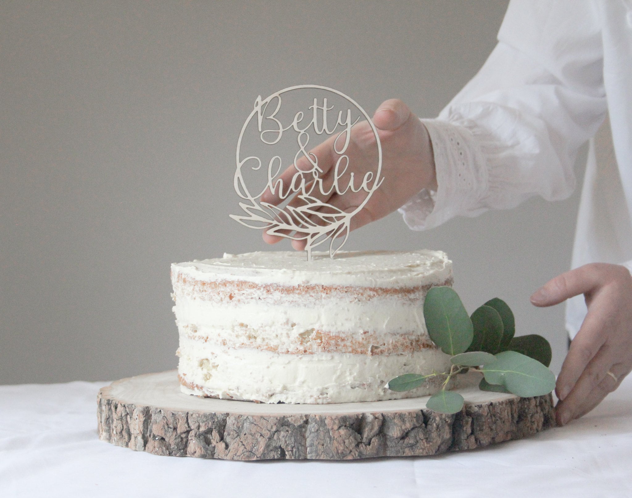 Personalised Name Cake Topper For Wedding, Minimal Wedding Topper