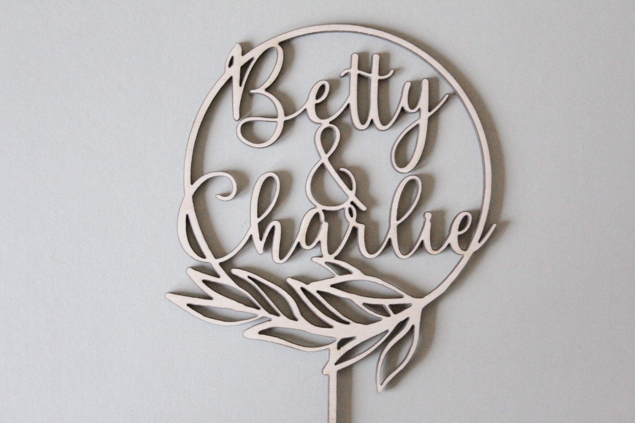 Personalised Name Cake Topper For Wedding, Minimal Wedding Topper