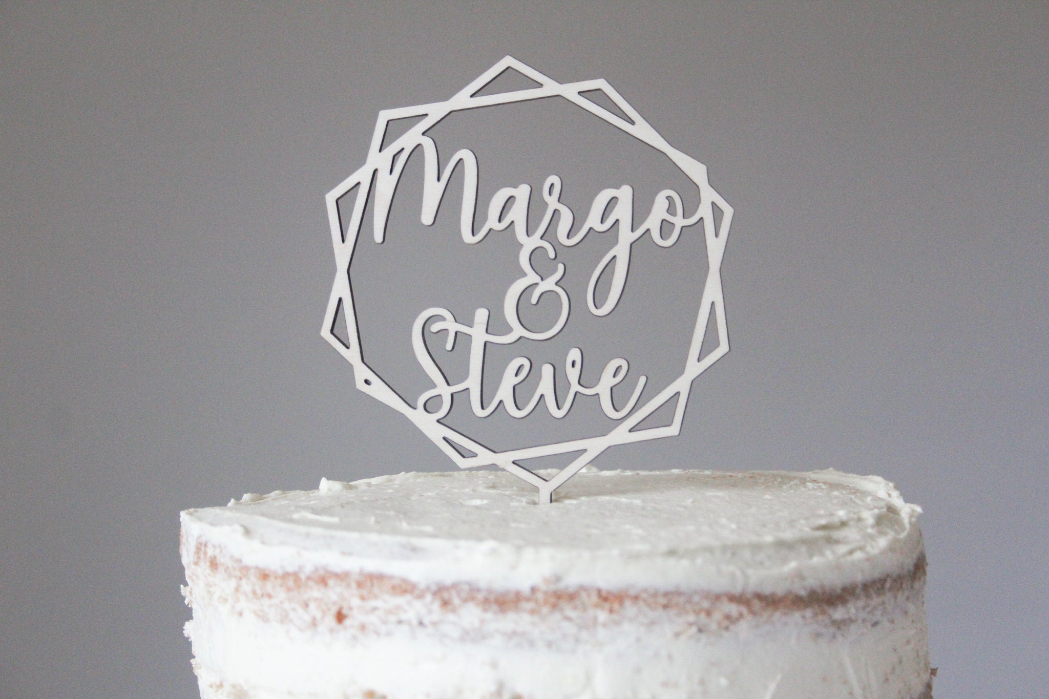 Custom Geometric Wedding Cake Topper, Minimal Wedding Topper