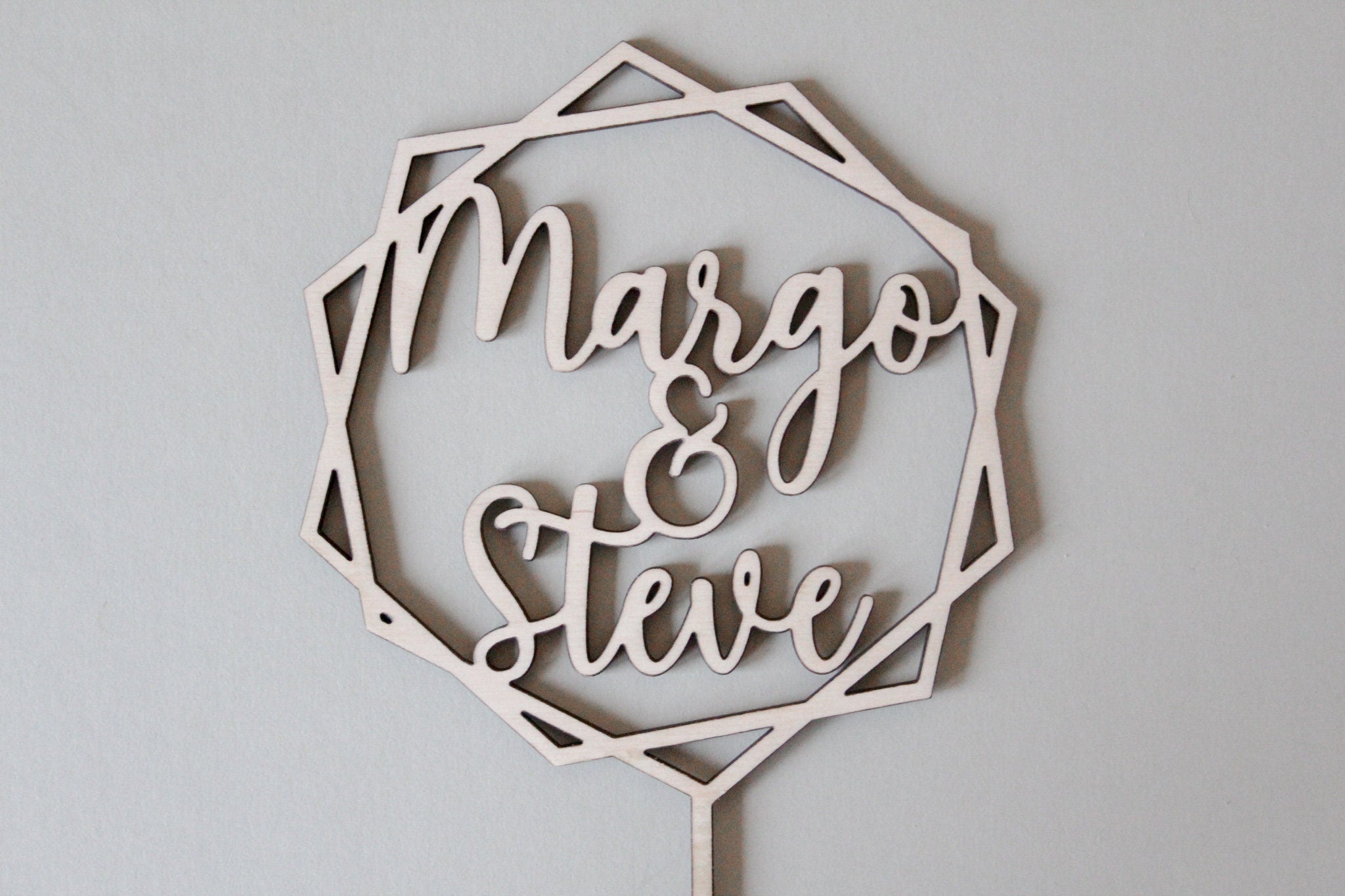 Custom Geometric Wedding Cake Topper, Minimal Wedding Topper